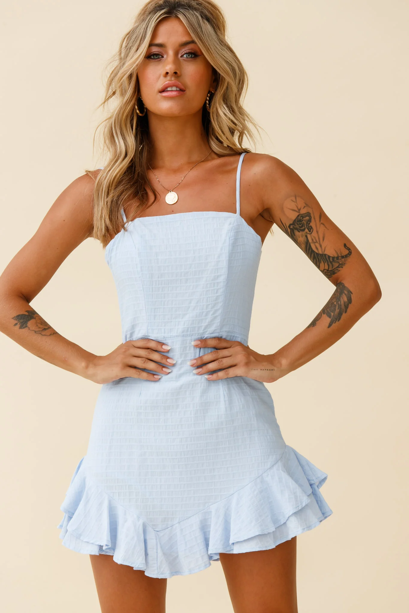 Sarah Kay Double Bow Party Dress Steel Blue - Image 14