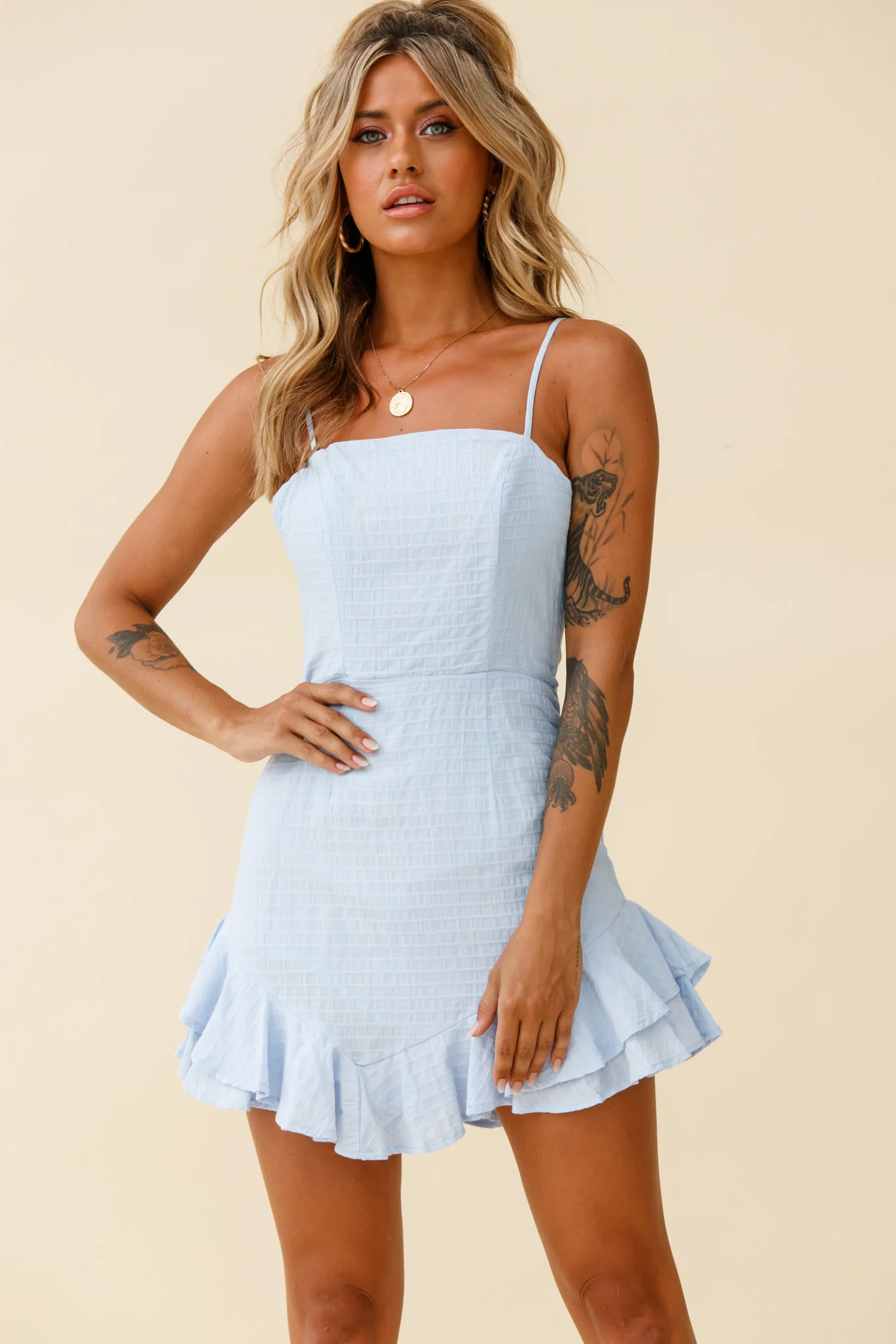Sarah Kay Double Bow Party Dress Steel Blue - Image 9