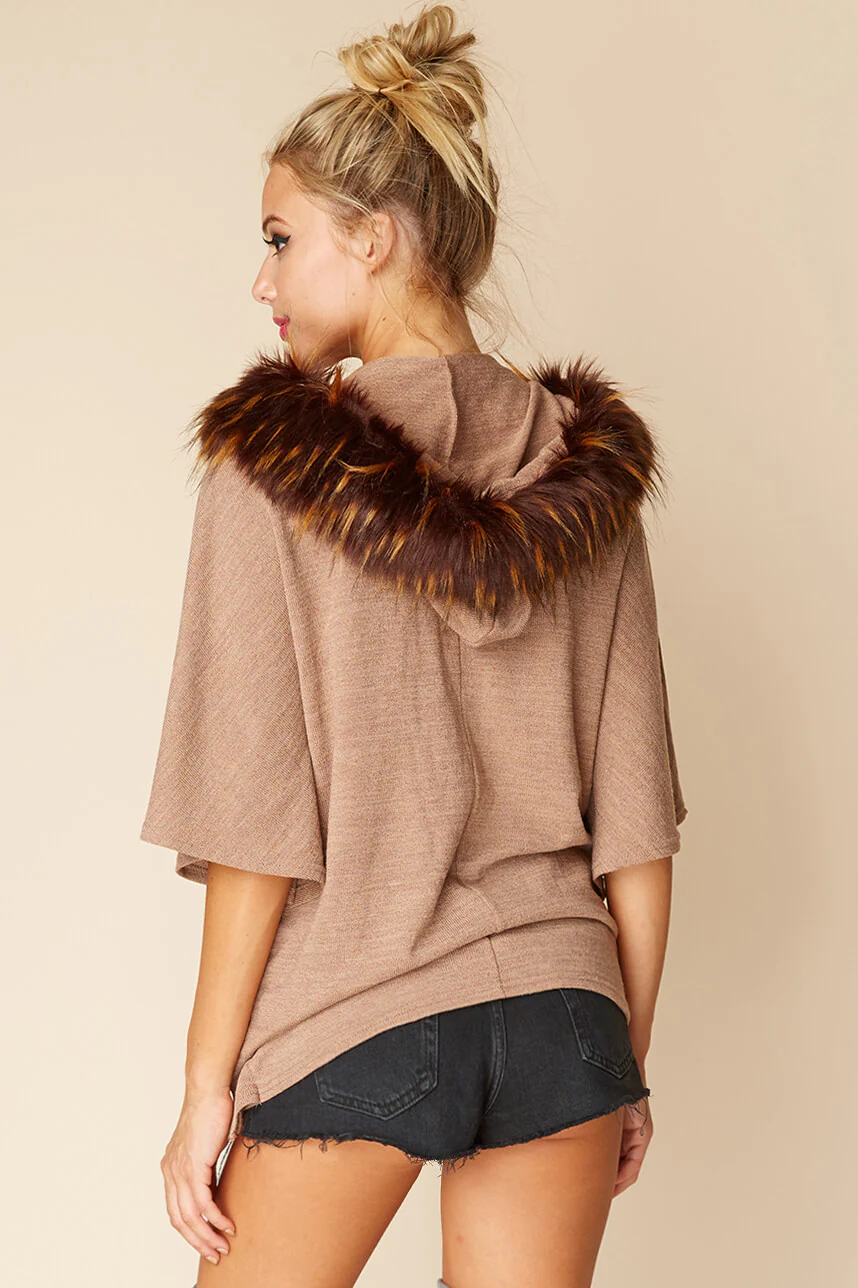 Sarie Faux Fur Sweater Mocha - Image 4
