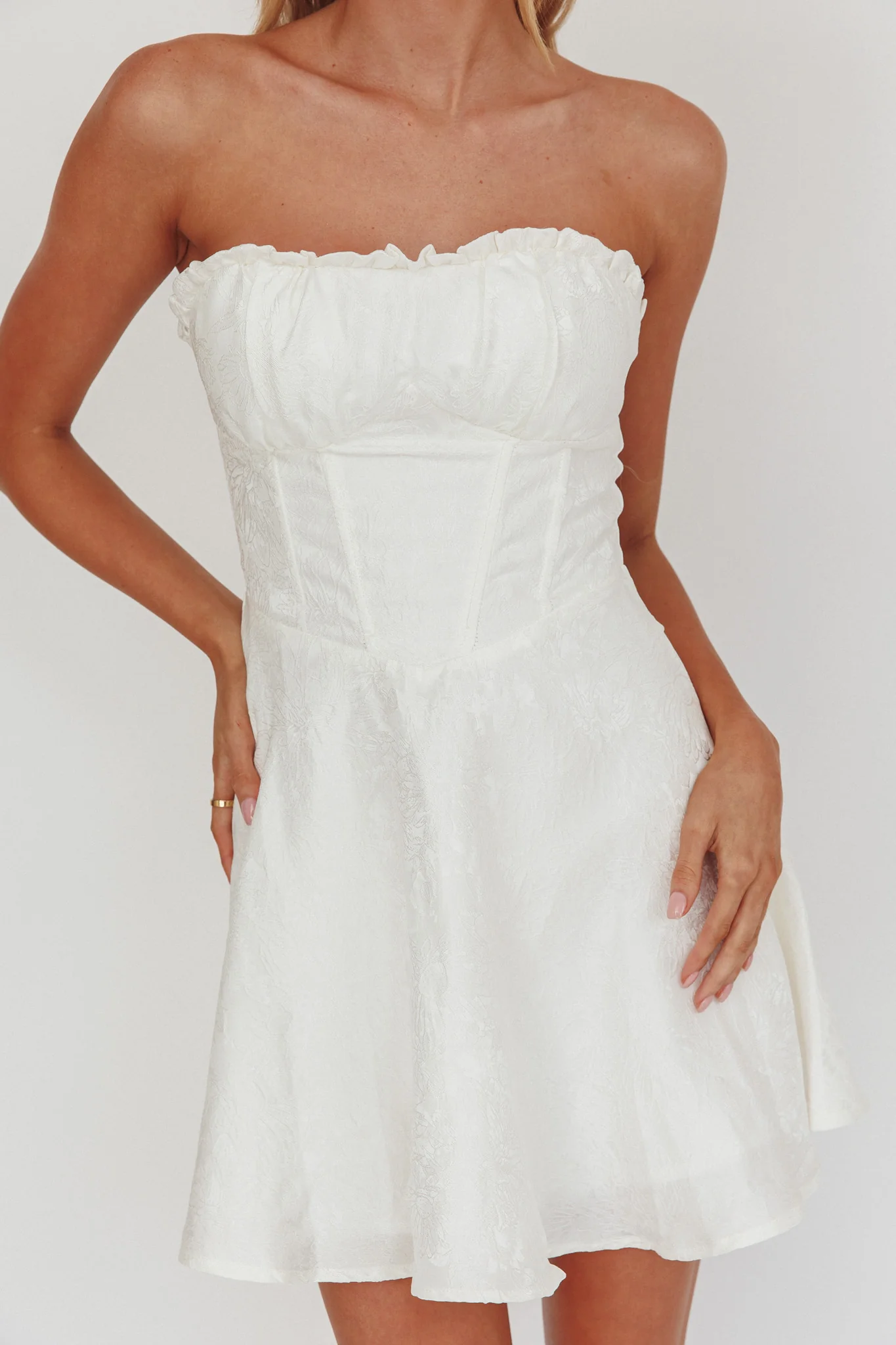 Savanna Corset Bodice Mini Dress Ivory - Image 4