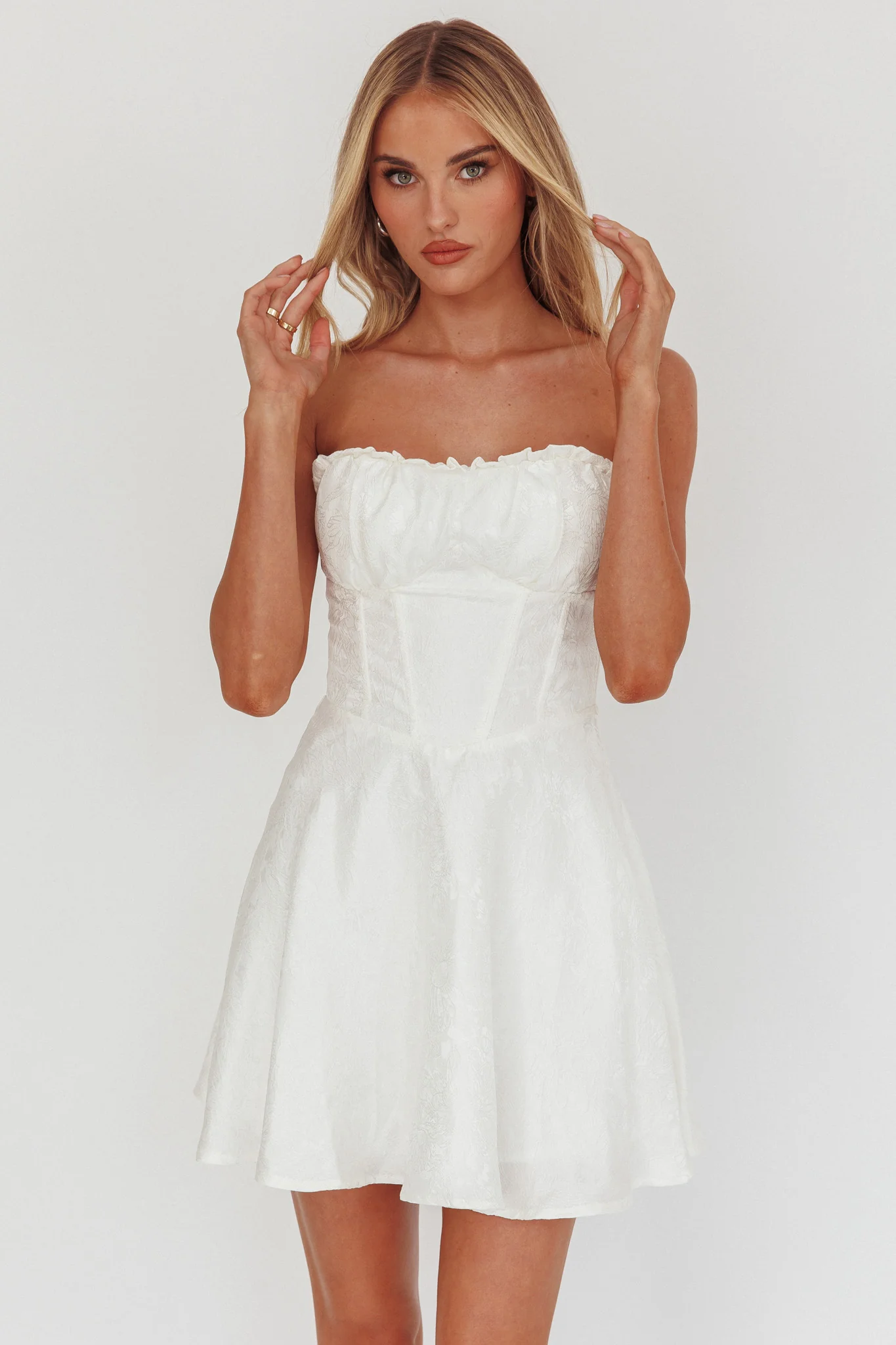 Savanna Corset Bodice Mini Dress Ivory - Image 5
