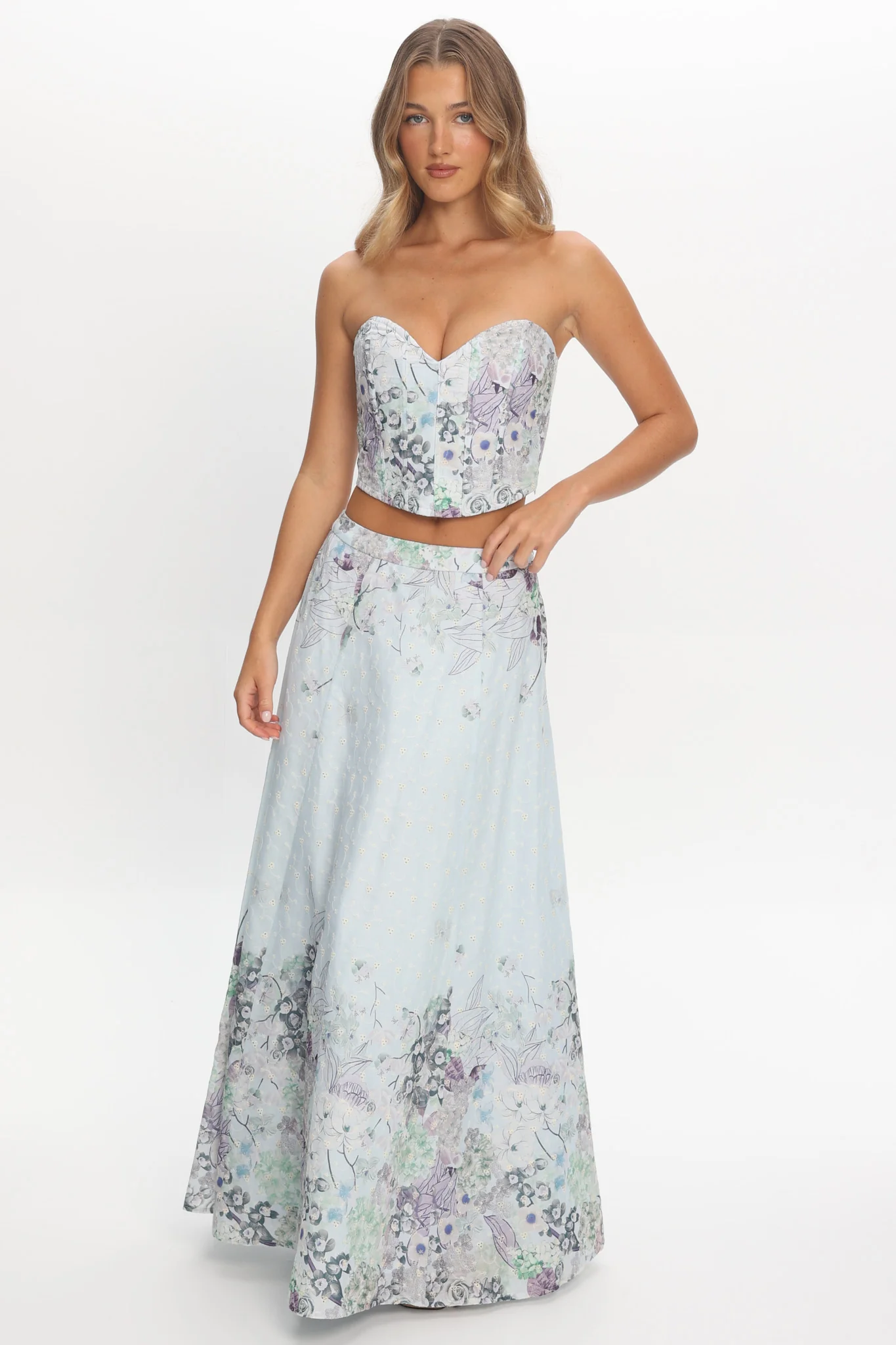 Sazkia Embroidered Maxi Skirt Blue - Image 5