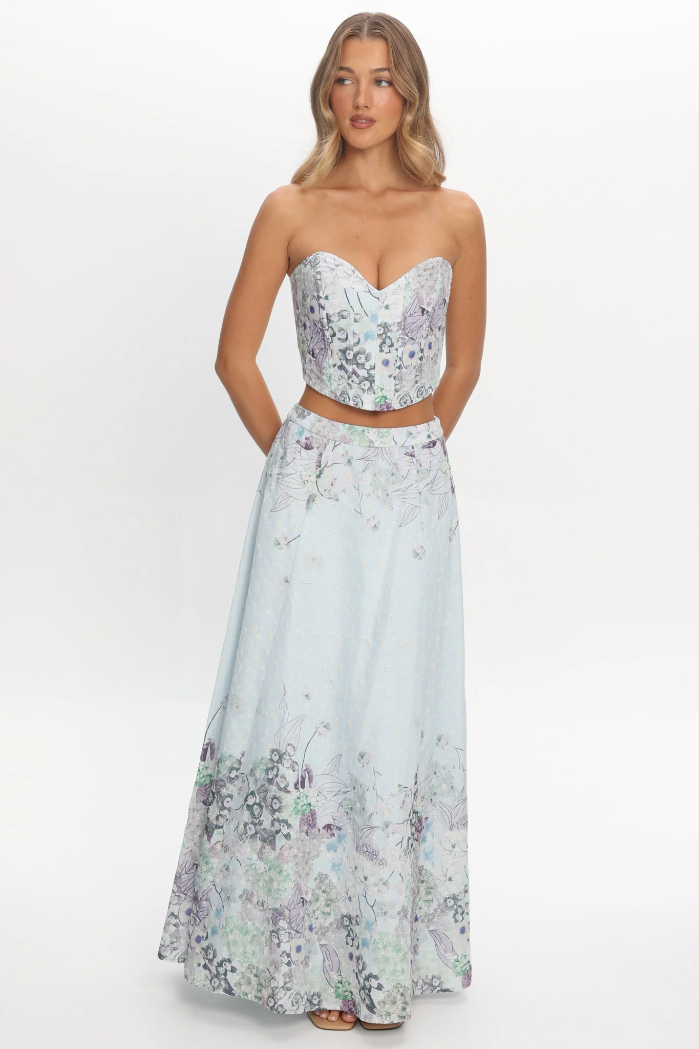 Sazkia Sweetheart Neckline Strapless Top Blue - Image 2