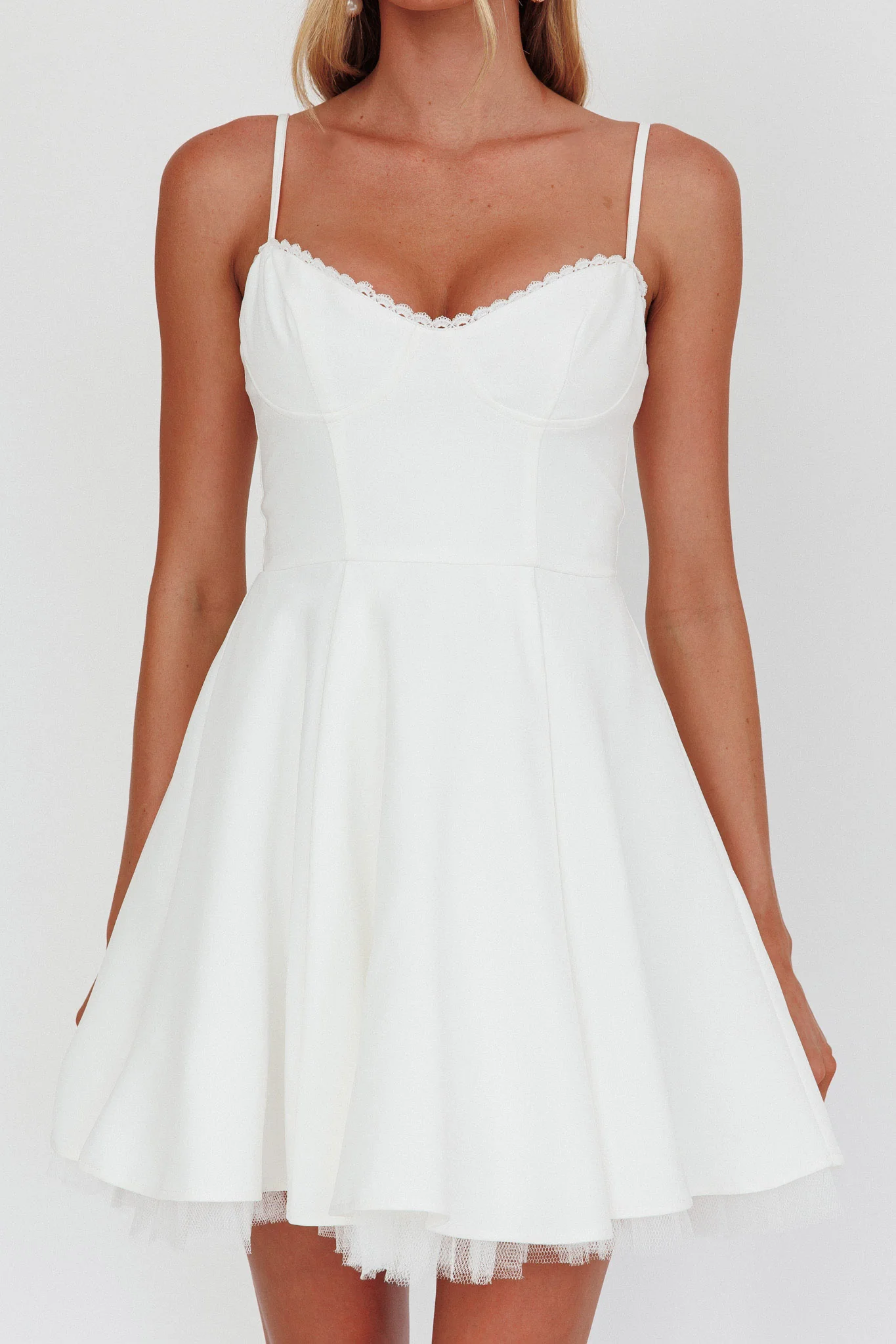Scully Frill Trim A-Line Mini Dress White - Image 3
