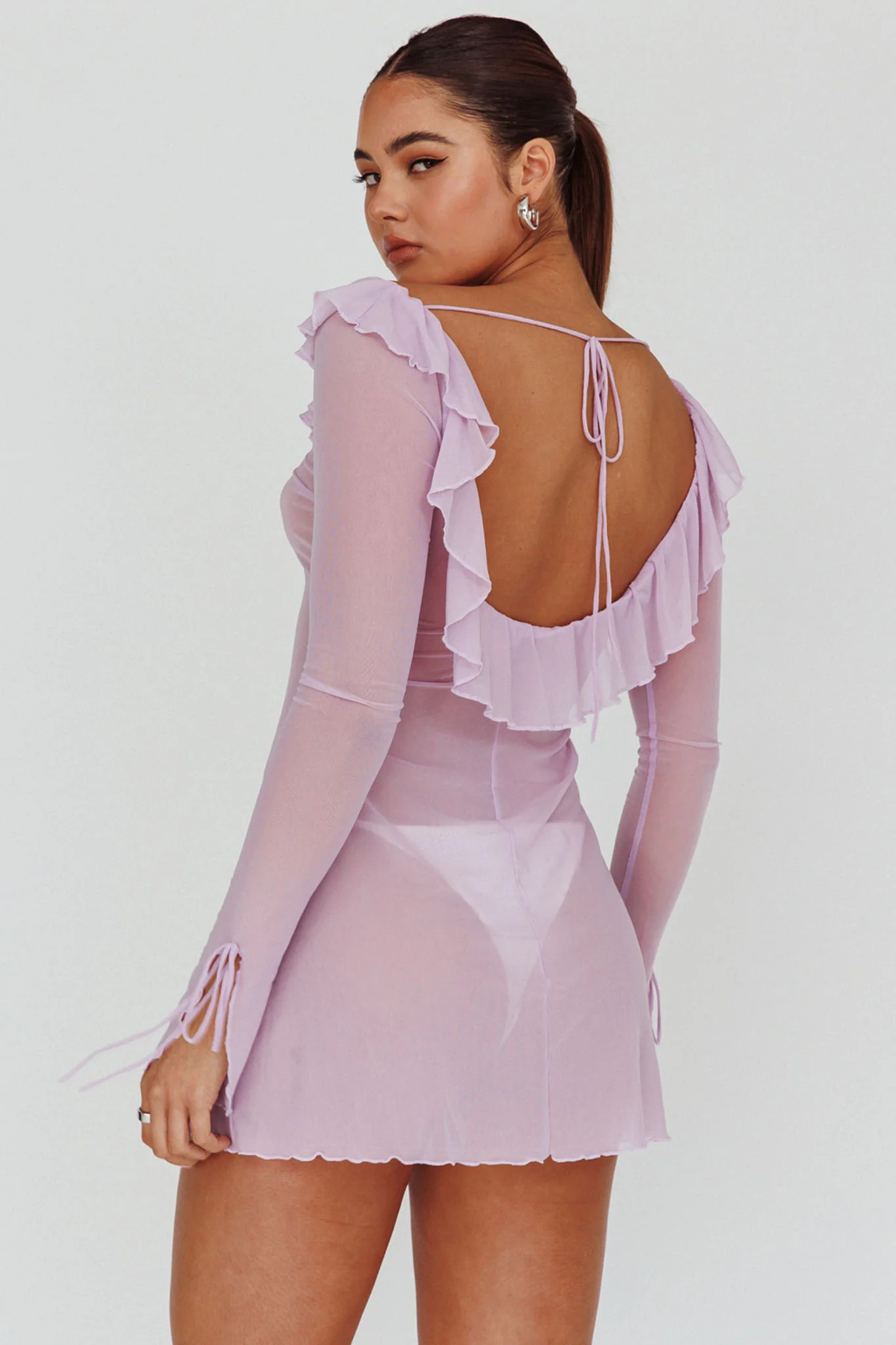Sea Dreaming Ruffle Trim Mini Dress Lilac - Image 2