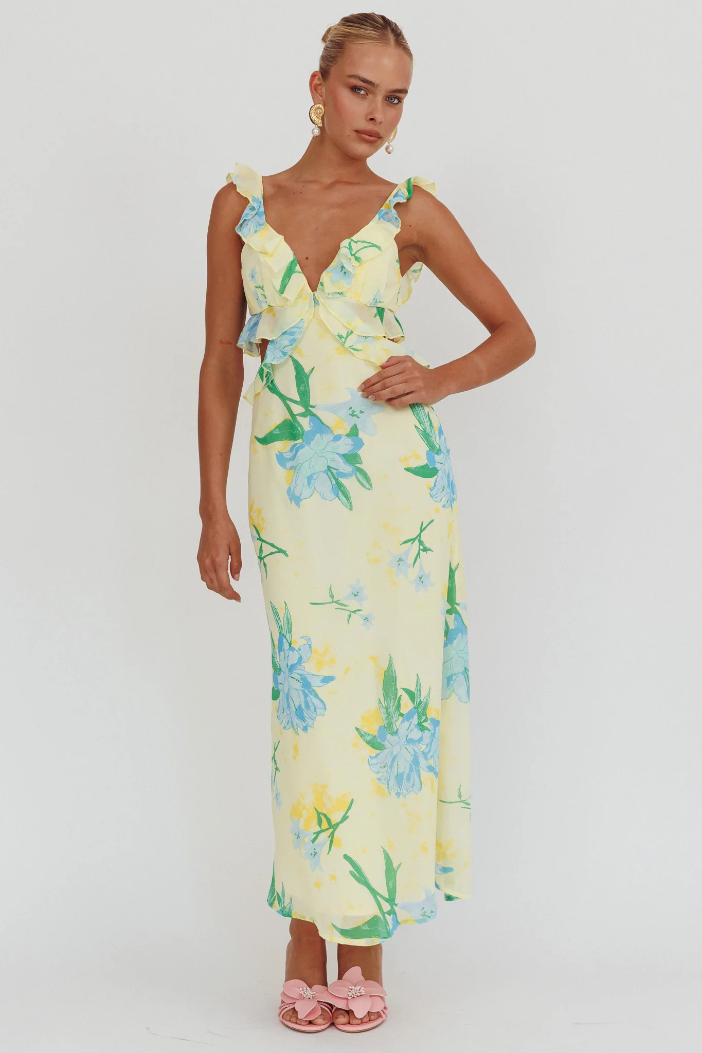 Second Chances Ruffle Trim Maxi Dress Lily Blue - Image 5