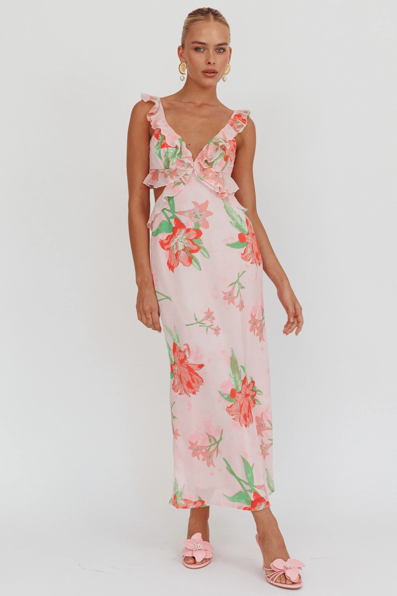 Second Chances Ruffle Trim Maxi Dress Lily Orange - Image 4