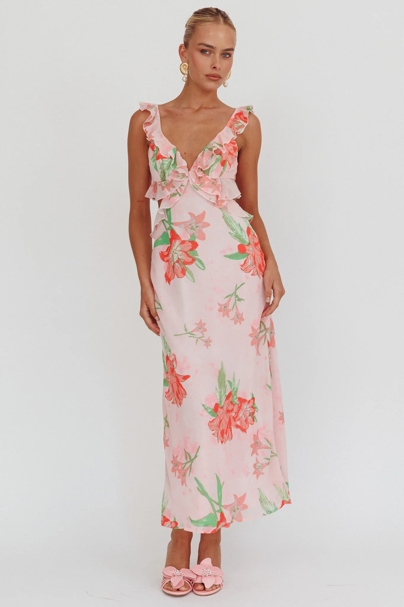 Second Chances Ruffle Trim Maxi Dress Lily Orange - Image 5