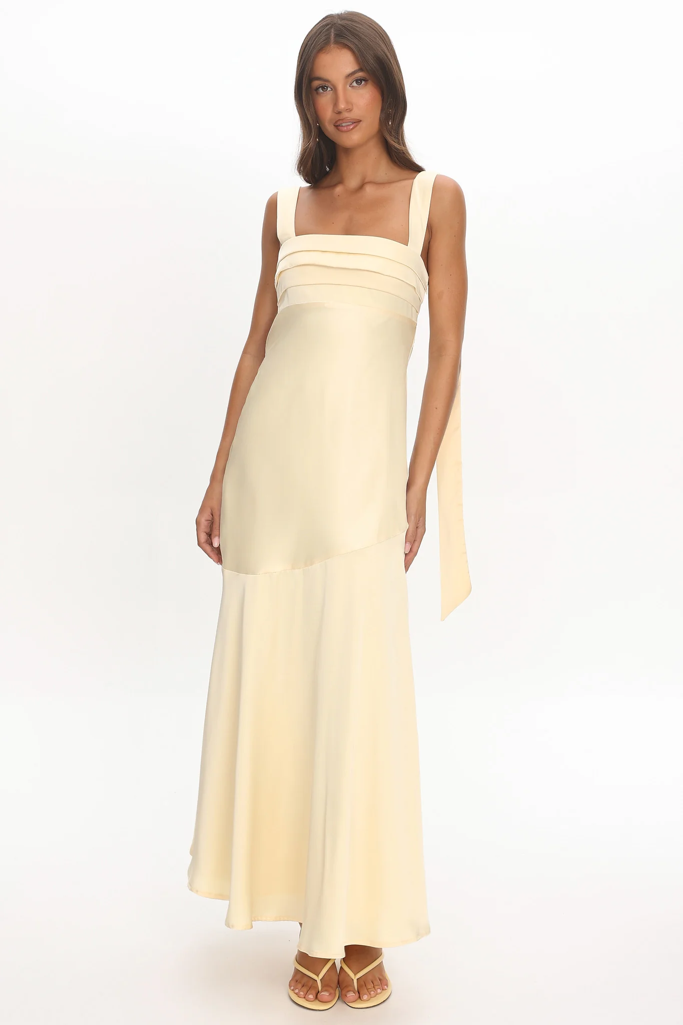 Second Glances Pleat bust Maxi Dress Butter - Image 2
