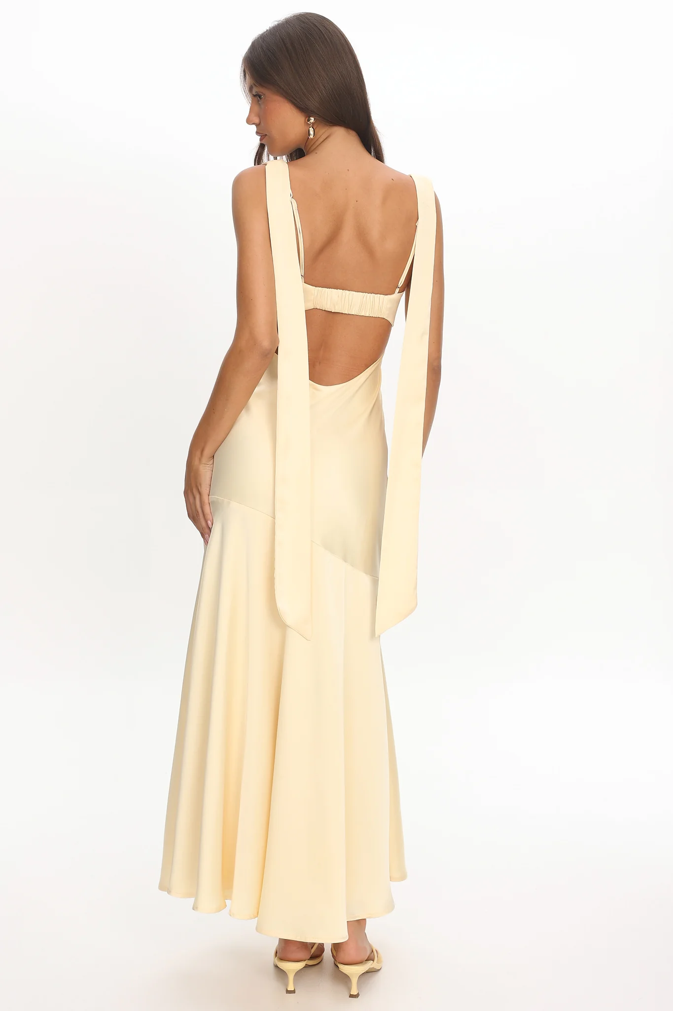 Second Glances Pleat bust Maxi Dress Butter - Image 3