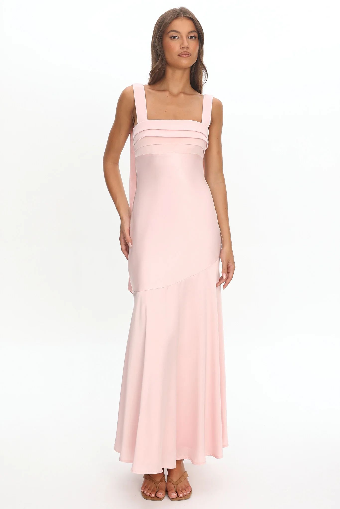 Second Glances Pleat bust Maxi Dress Pink - Image 2