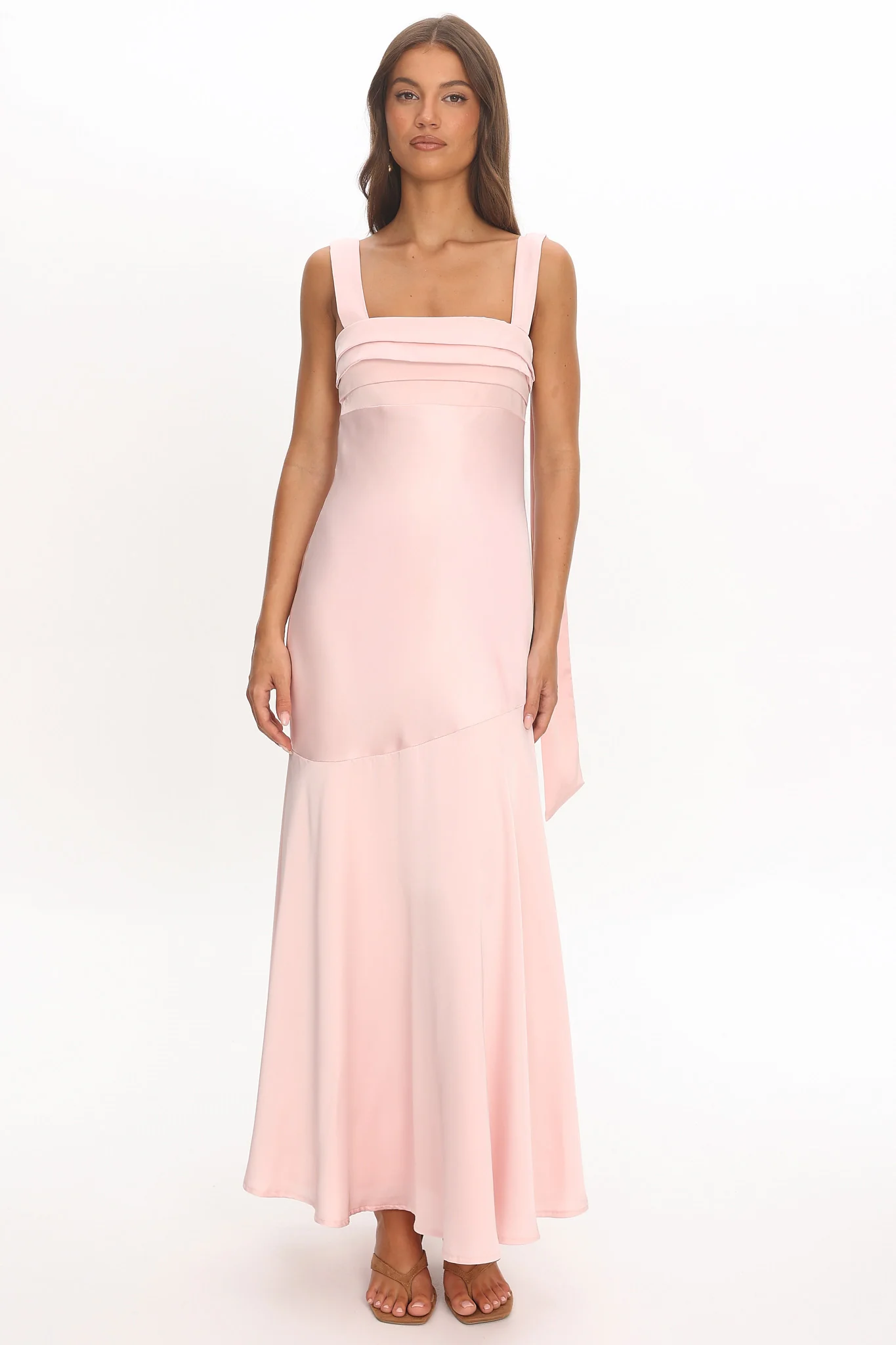 Second Glances Pleat bust Maxi Dress Pink - Image 5