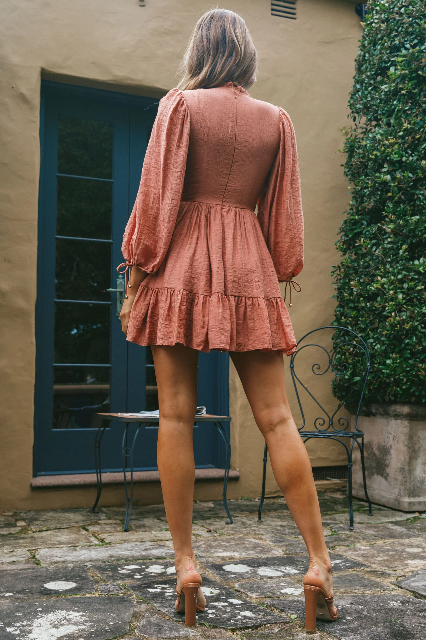 Secret Garden Long Sleeve Smocked Bodice Dress Rose - Image 5