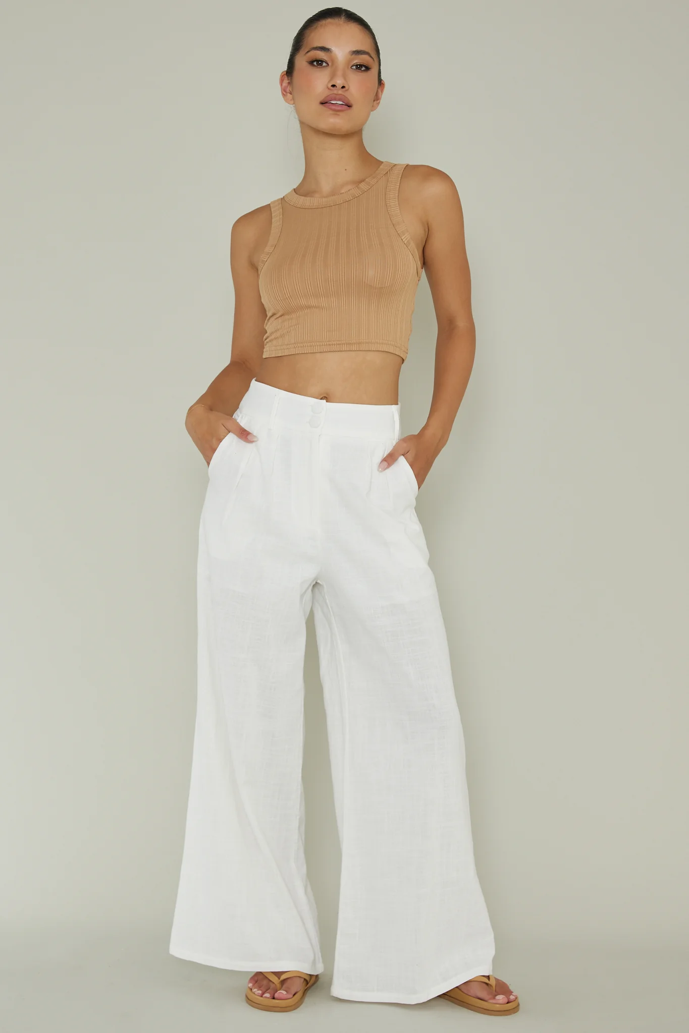Seeker Ribbed Crop Top Chocolate - Image 3