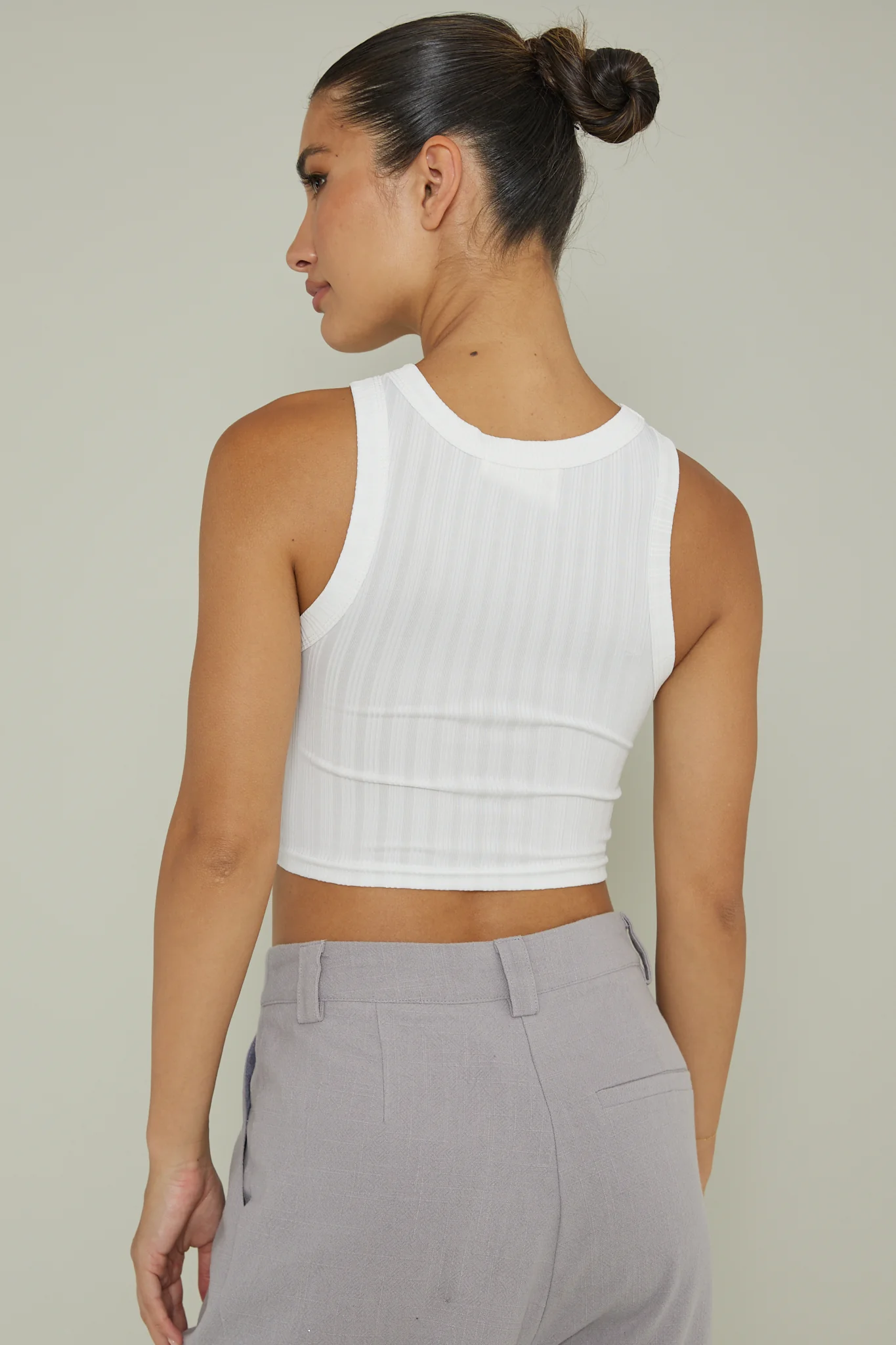 Seeker Ribbed Crop Top White - Image 2