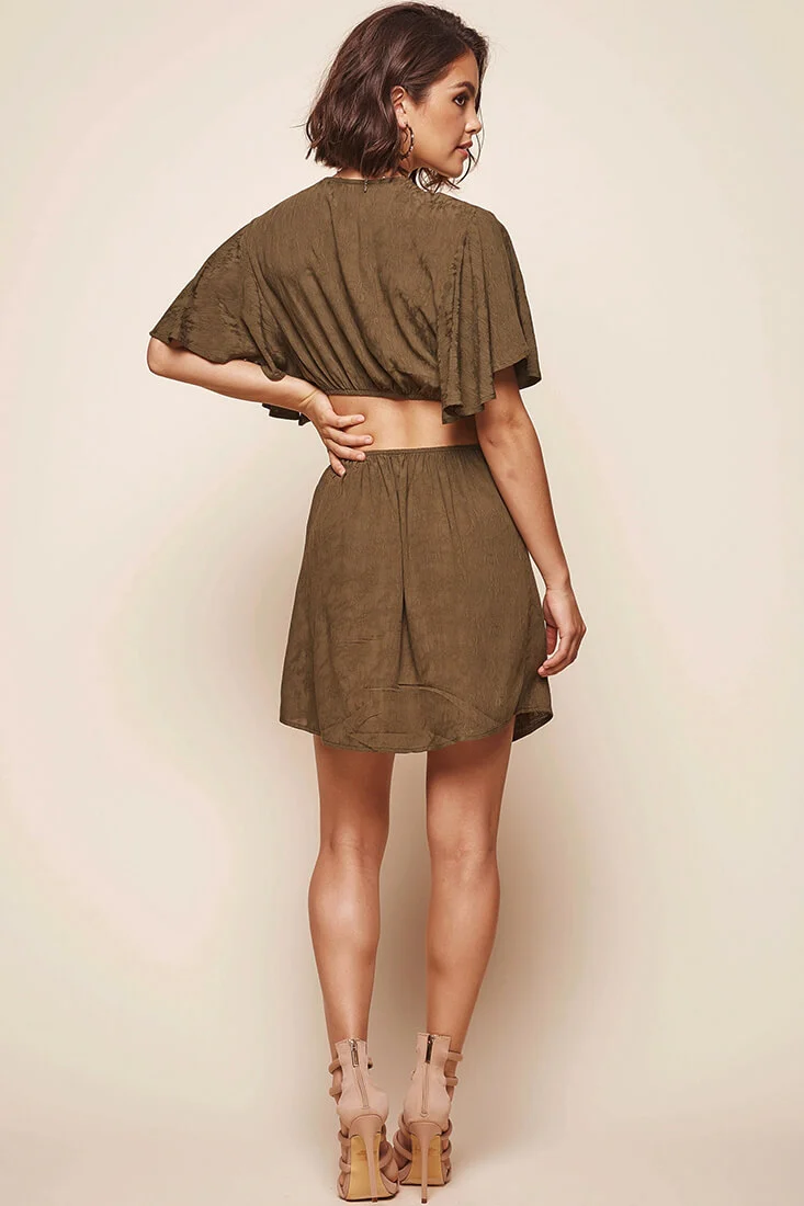 Selfie Batwing Bust Tie Dress Olive - Image 5