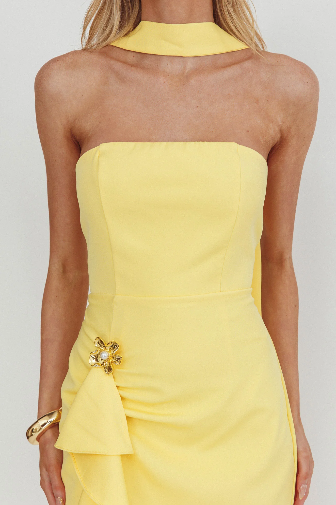 Selora Strapless Ruffle Maxi Dress Butter - Image 4