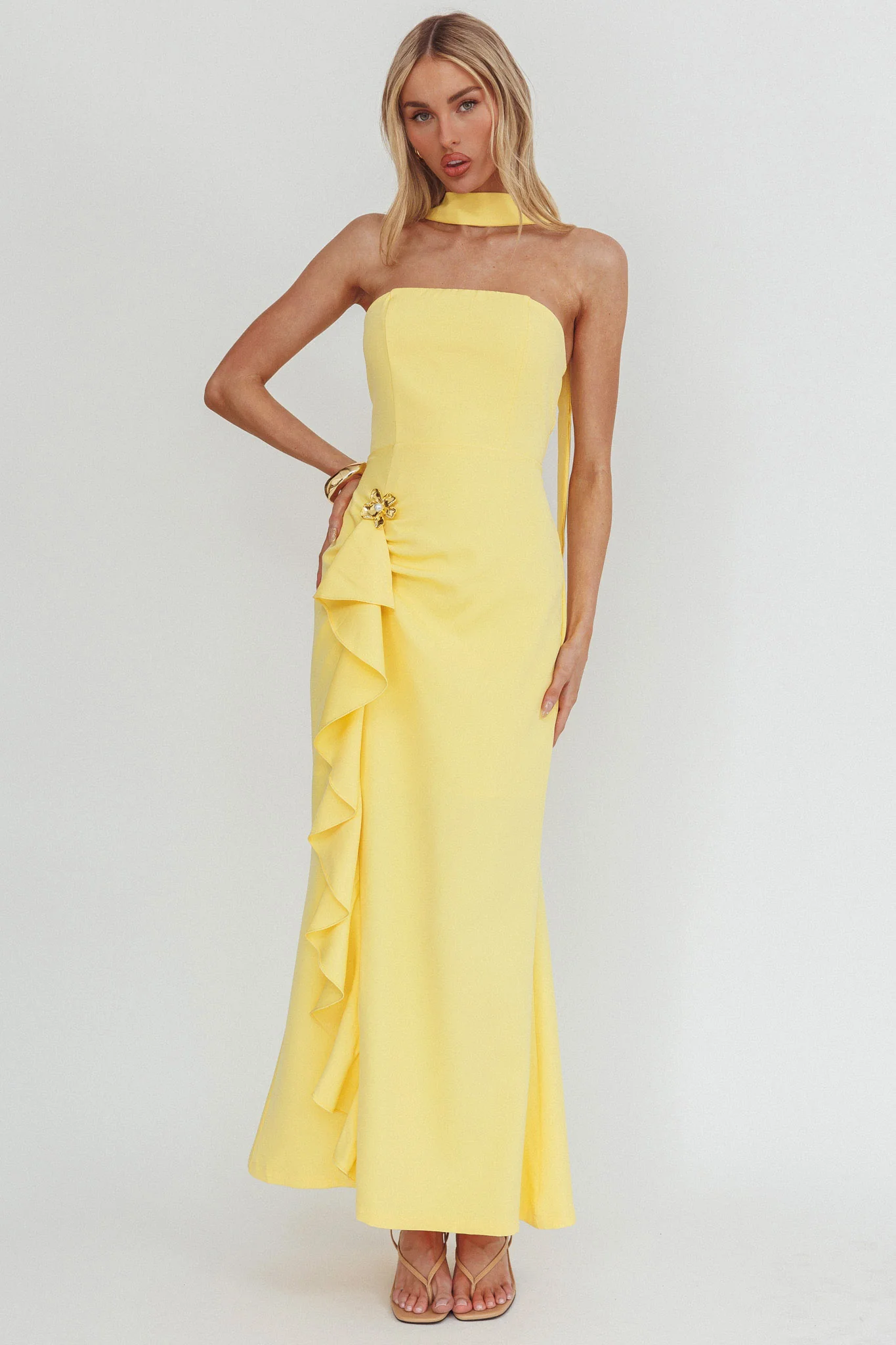Selora Strapless Ruffle Maxi Dress Butter - Image 5