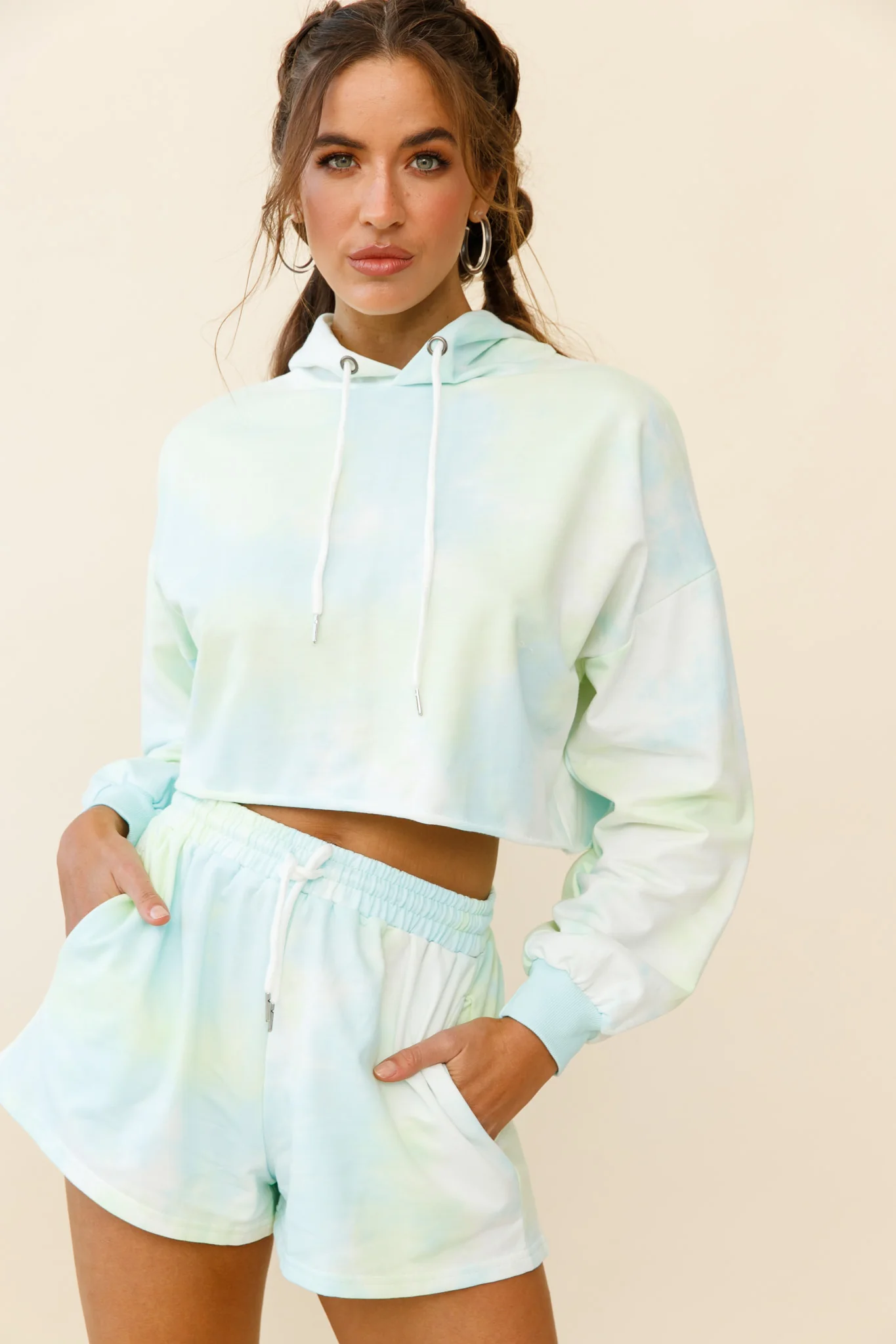 September Sun Crop Length Hoodie Green - Image 7