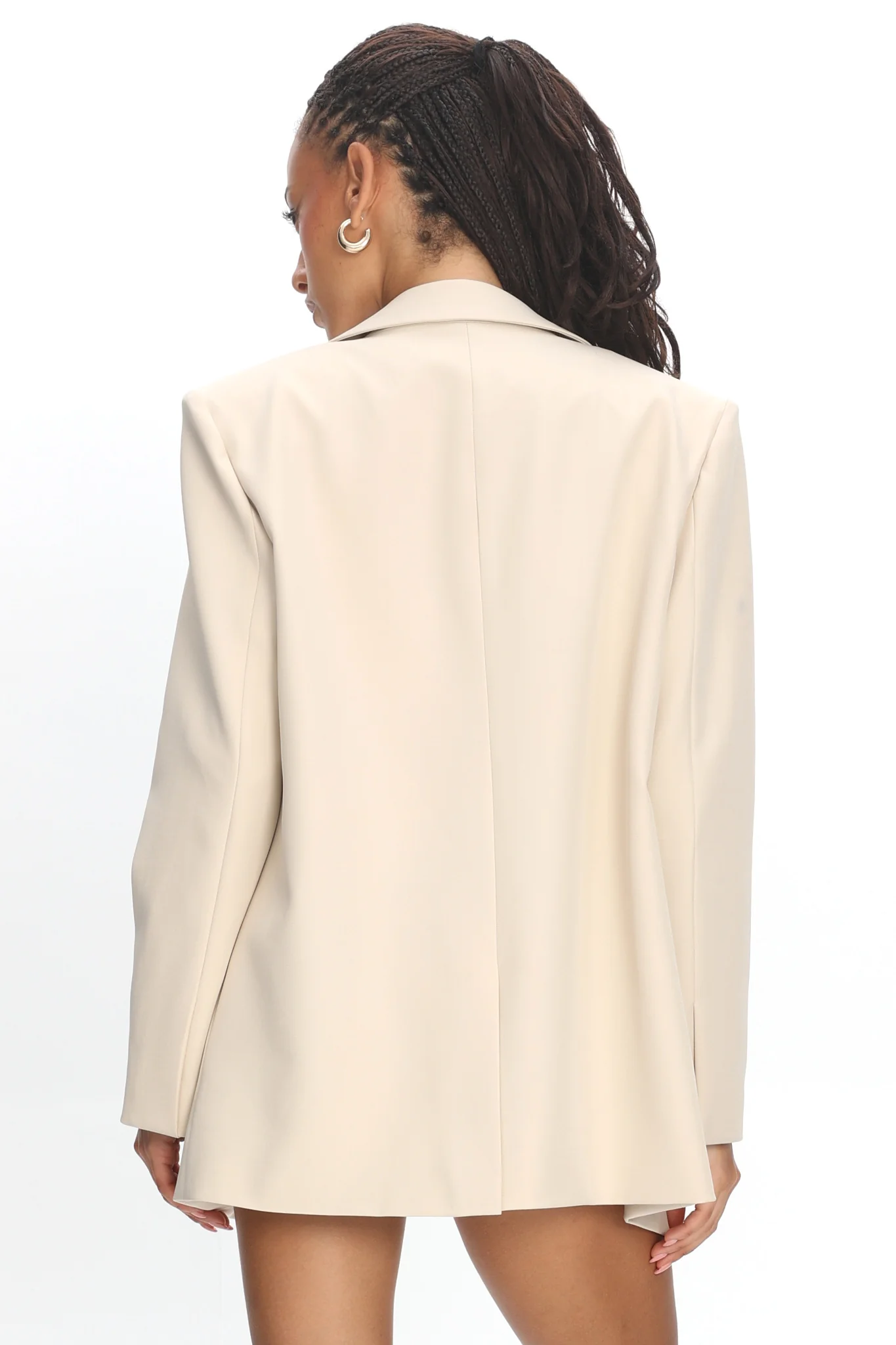 Serana Notch Lapel Oversized Blazer Beige - Image 2