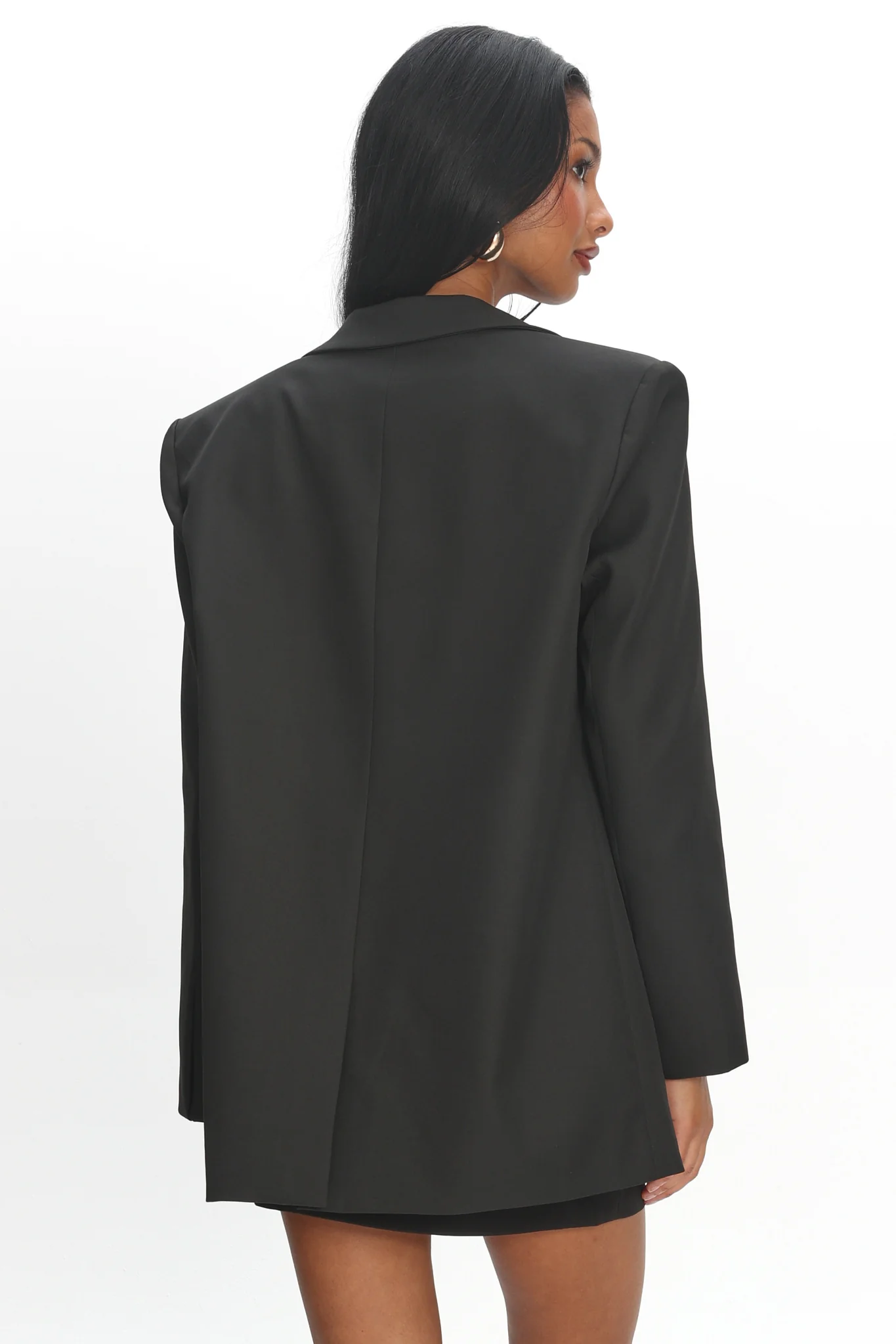 Serana Notch Lapel Oversized Blazer Black - Image 2