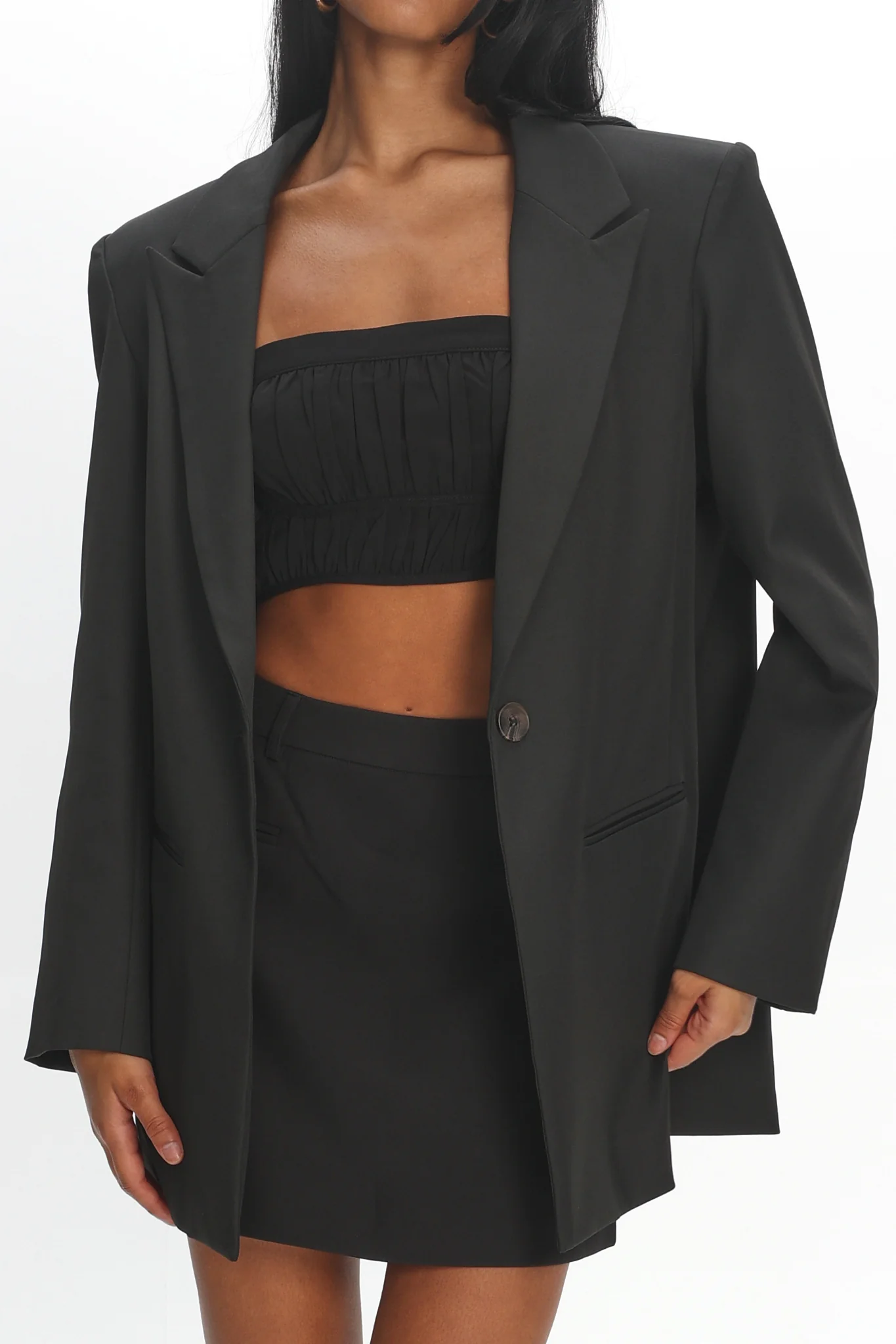 Serana Notch Lapel Oversized Blazer Black - Image 3