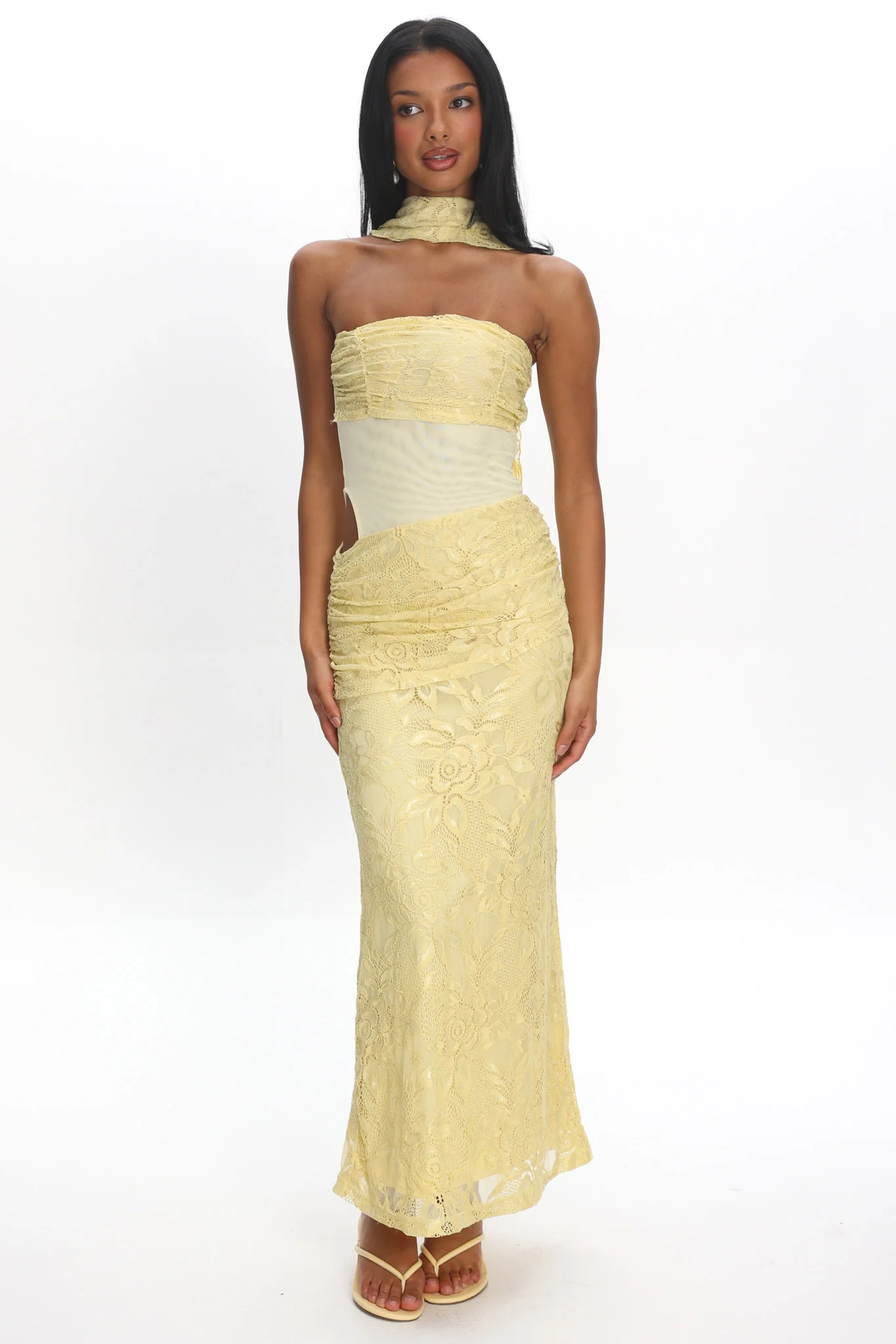Seraphinna Strapless Cut-Out Maxi Dress Lace Butter - Image 2