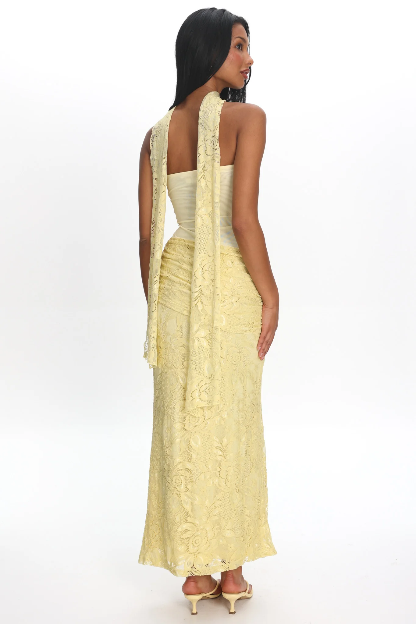 Seraphinna Strapless Cut-Out Maxi Dress Lace Butter - Image 3