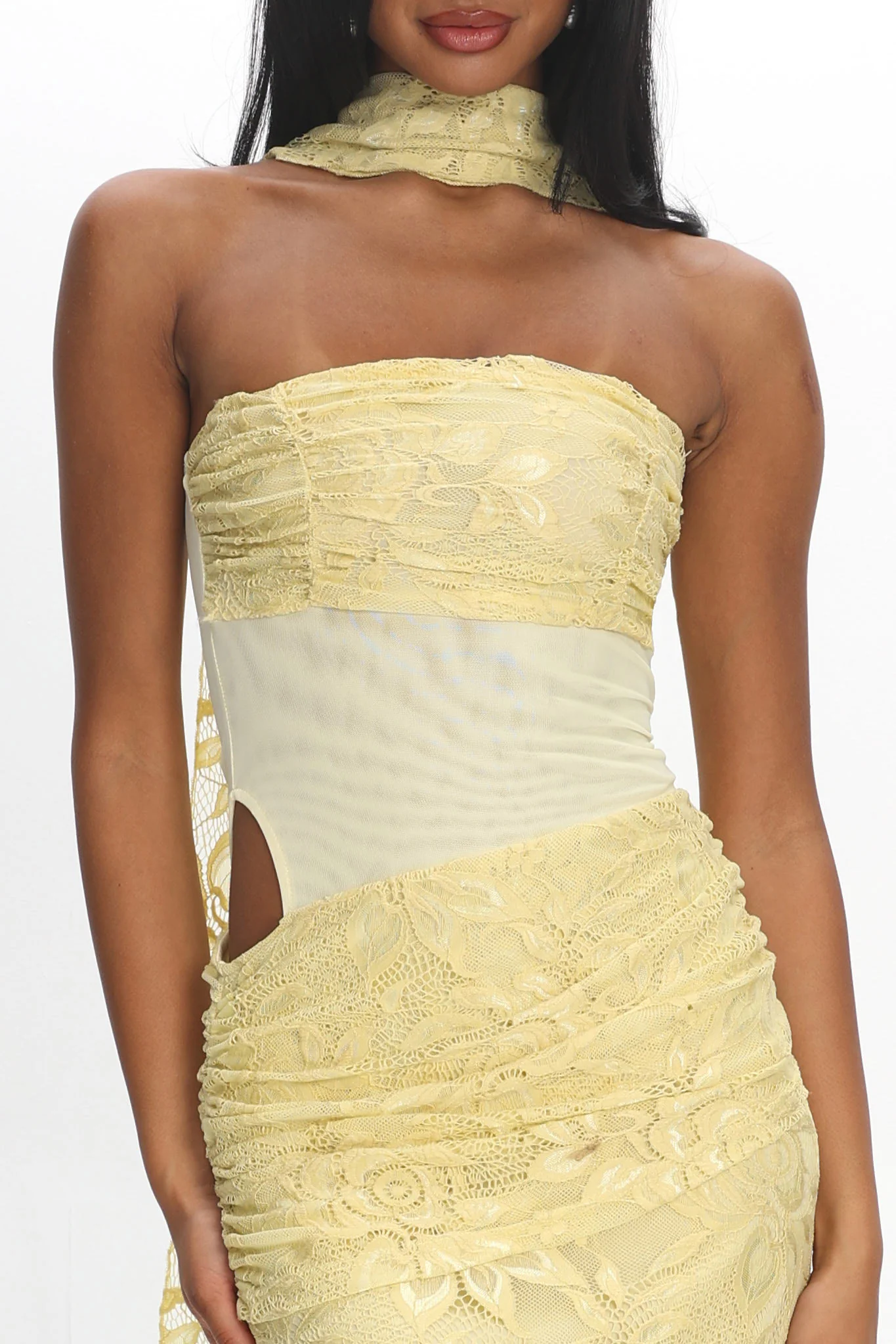 Seraphinna Strapless Cut-Out Maxi Dress Lace Butter - Image 4