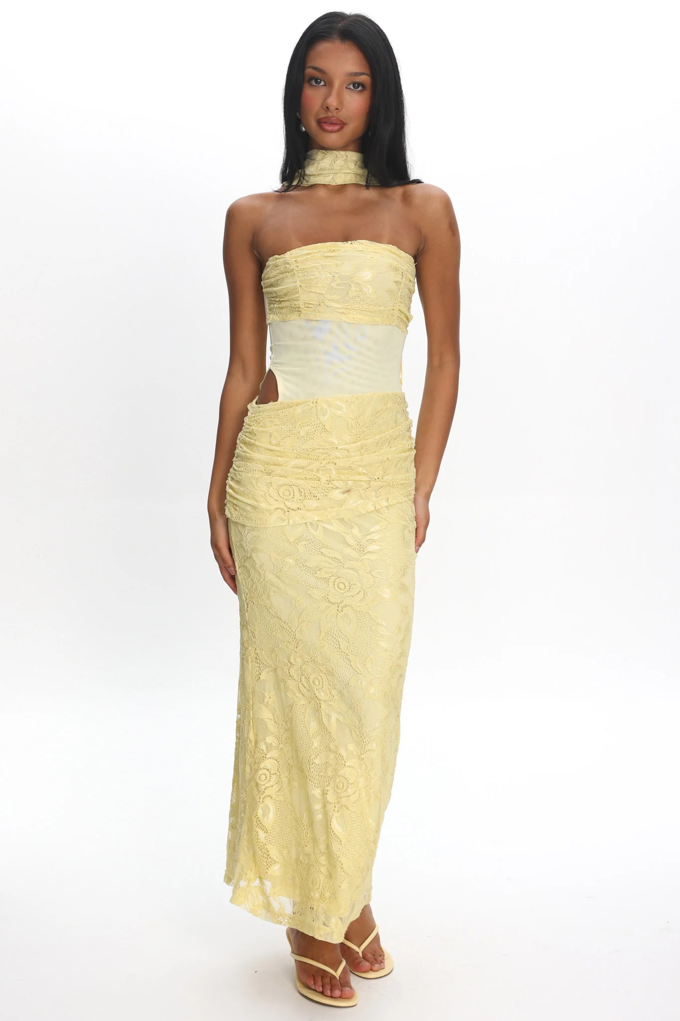 Seraphinna Strapless Cut-Out Maxi Dress Lace Butter - Image 5