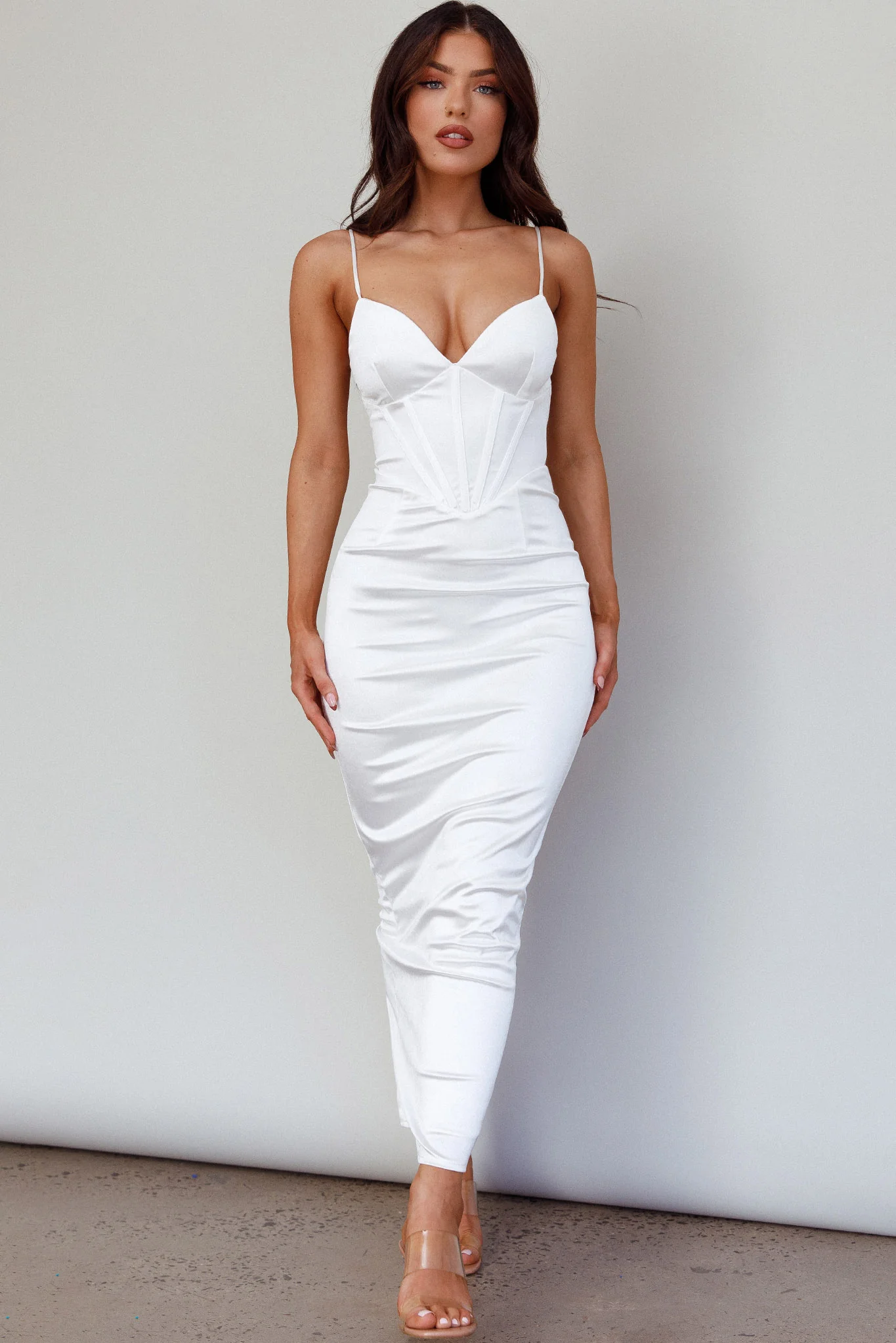 Seraya Lace-Up Back Dress White - Image 3