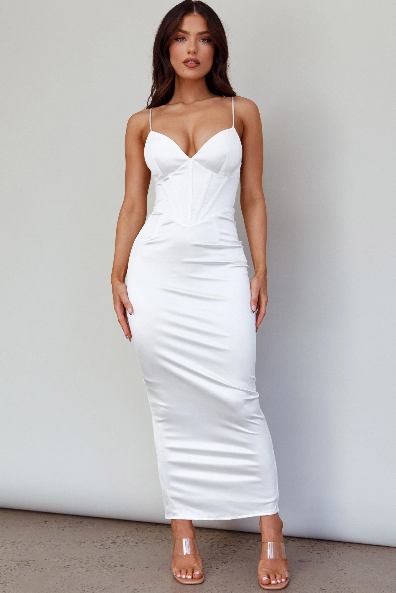 Seraya Lace-Up Back Dress White - Image 7