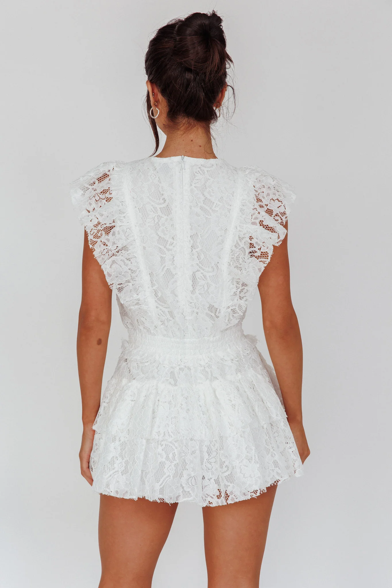 Sevila Sleeveless Lace Romper White - Image 2