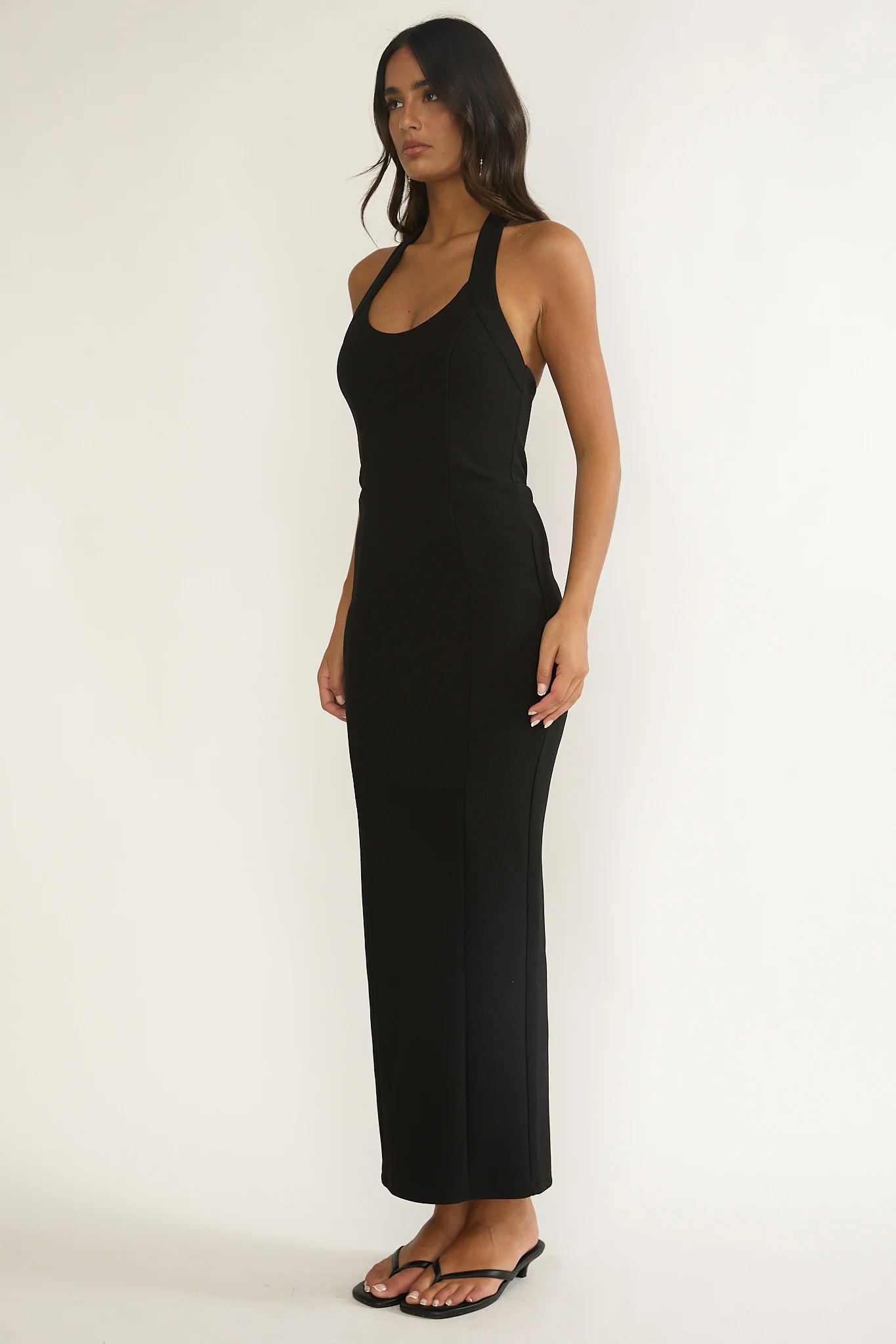 Shailyn Scoop Neck Halter Maxi Dress Black - Image 2
