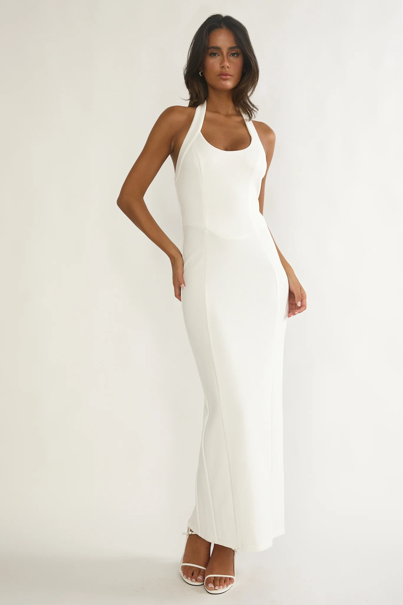 Shailyn Scoop Neck Halter Maxi Dress White - Image 5