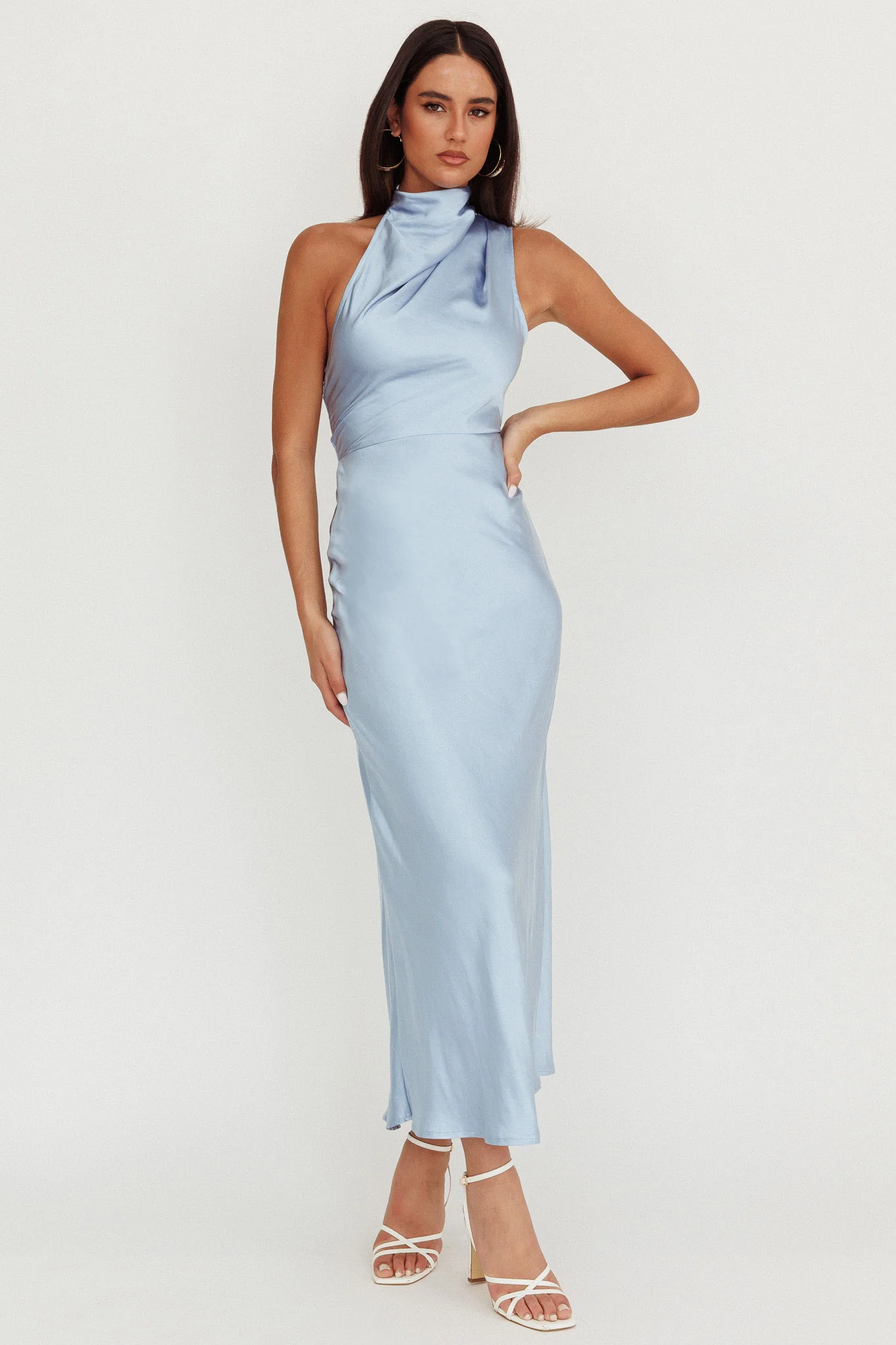 Shana Halterneck Maxi Dress Blue - Image 6
