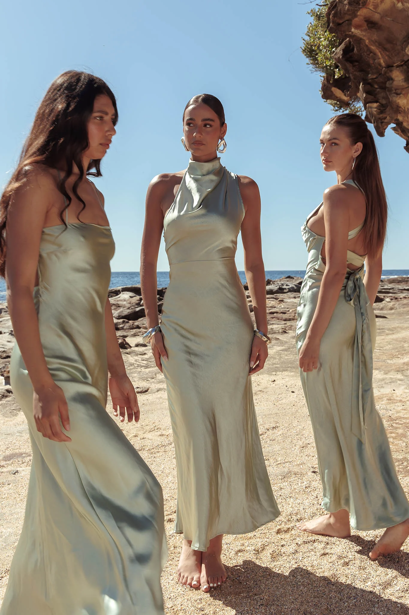Shana Halterneck Maxi Dress Sage - Image 2