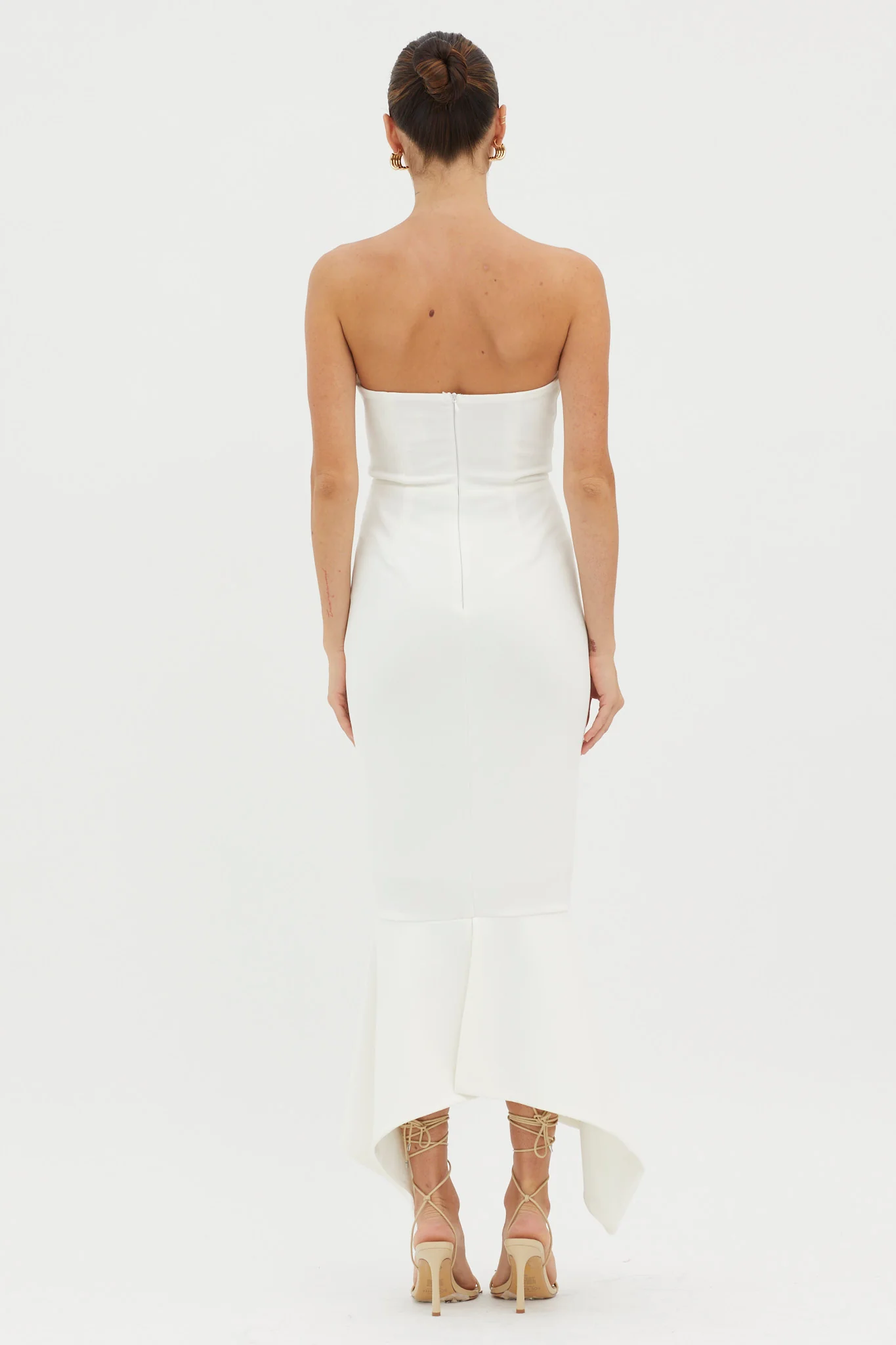 Sharona Strapless Gathered Midi Dress White - Image 2