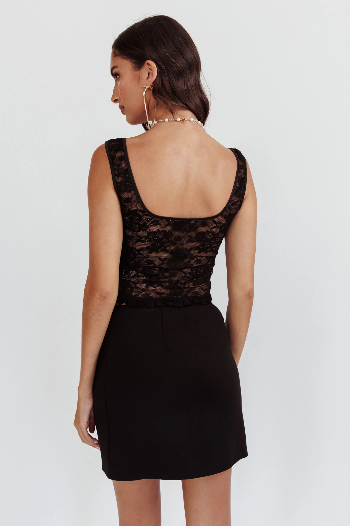 Sheera Lace-Up Corset Top Lace Black - Image 2