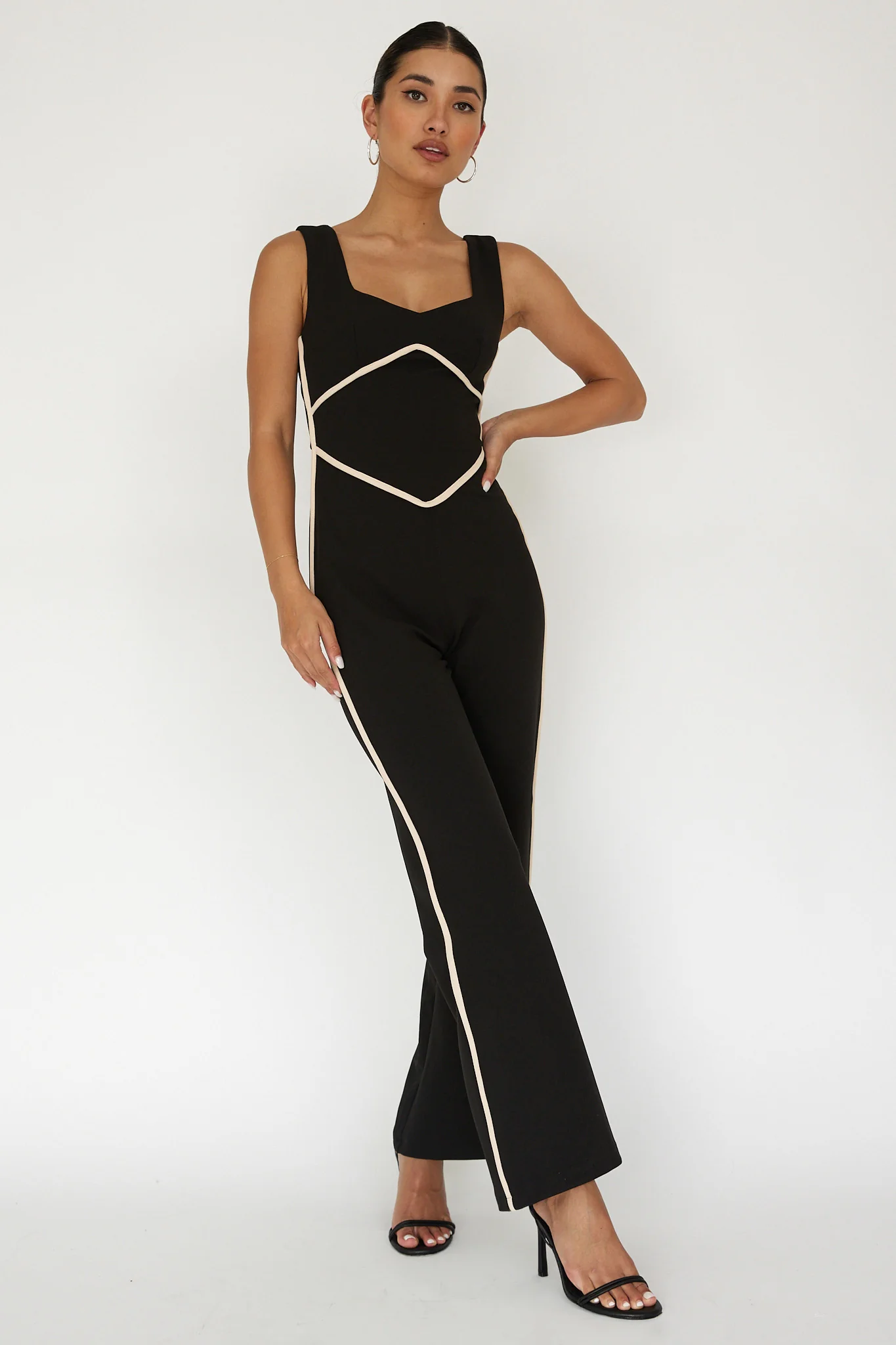 Shenae Piping Trim Jumpsuit Black - Image 4