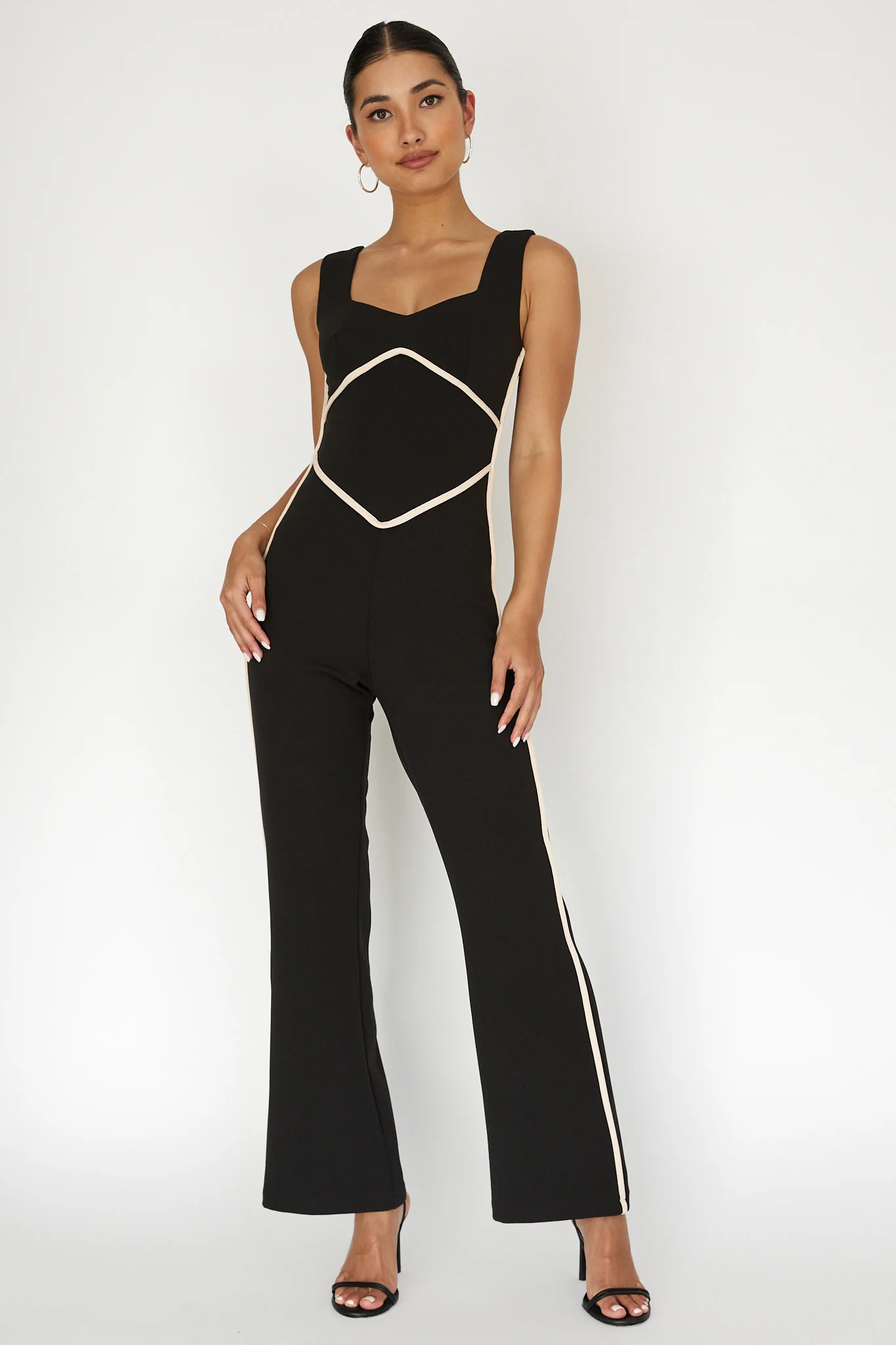 Shenae Piping Trim Jumpsuit Black - Image 5