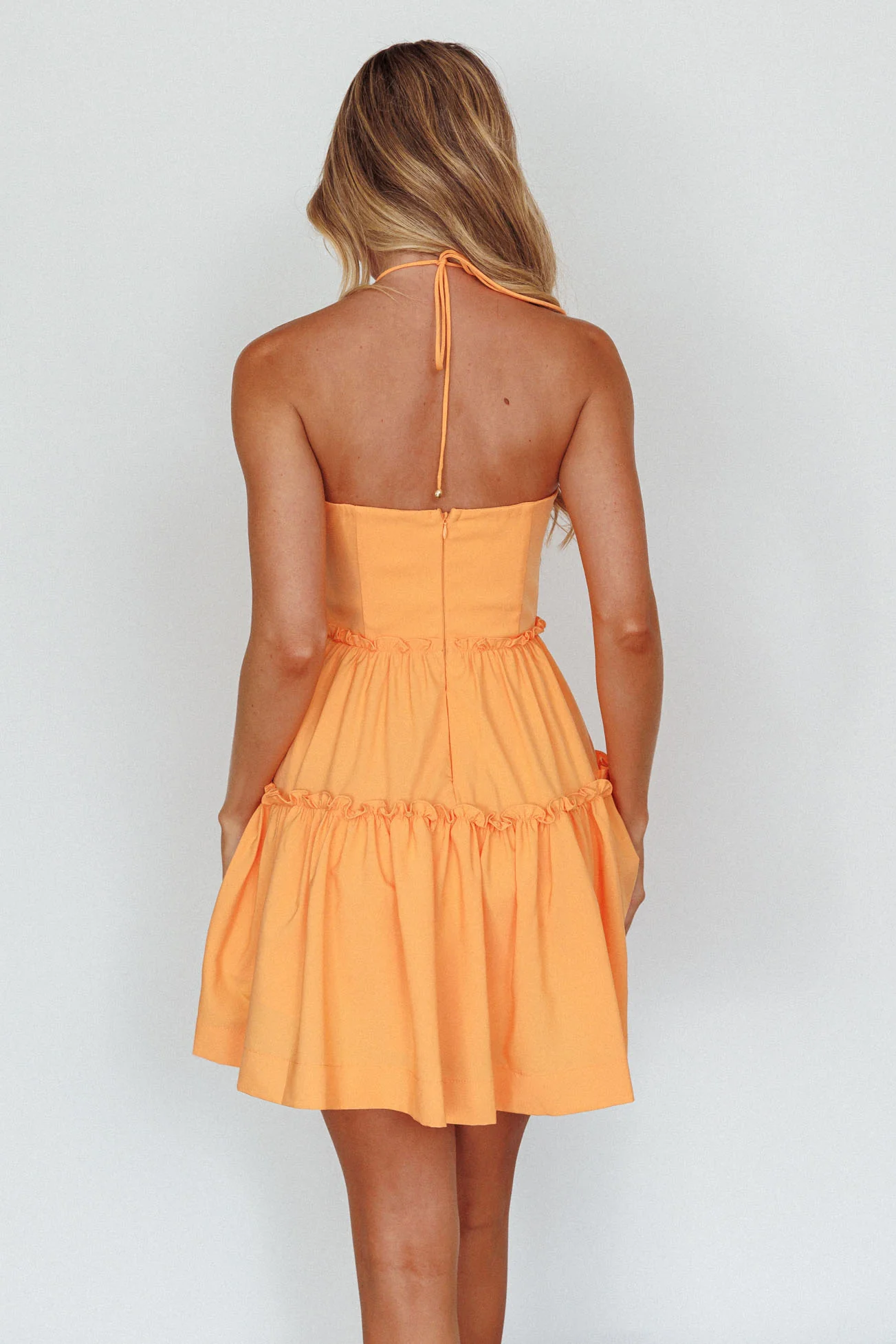Sherbet Sunset Tied Neck Mini Dress Orange - Image 2