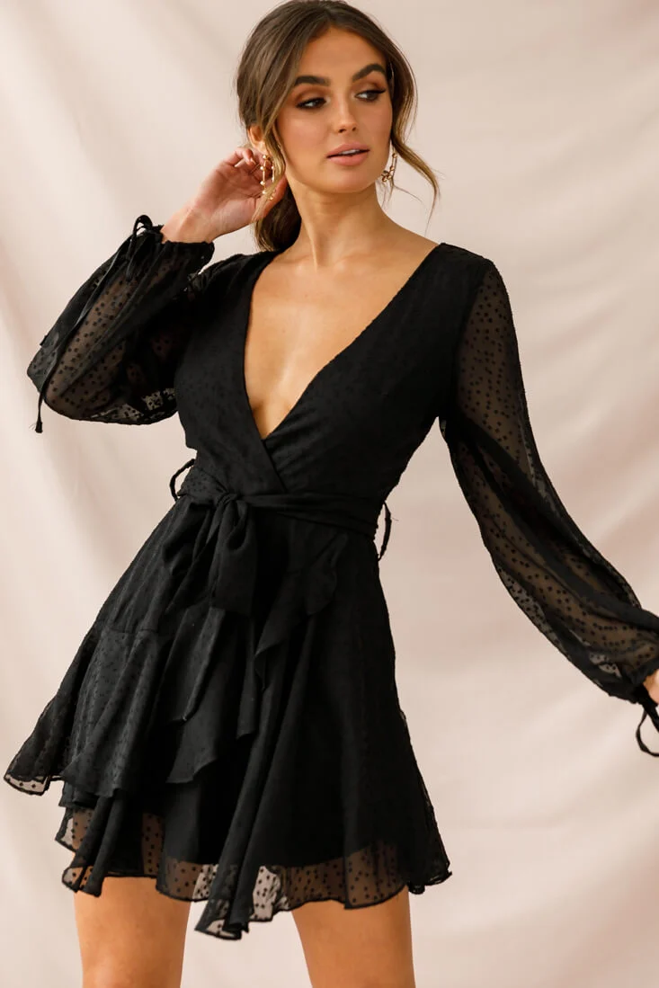 Sheri Hail Spot Chiffon Dress Black - Image 5