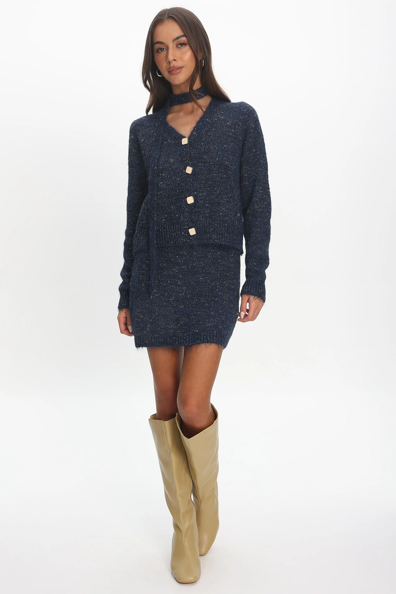 She's Good Button-Up Knit Top Navy - Image 3