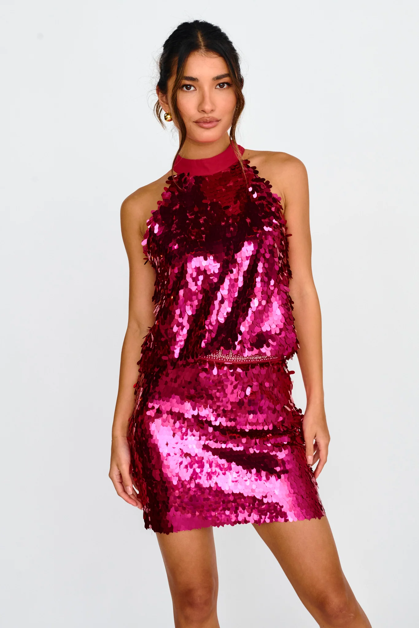She's So LA Sequin Mini Skirt Hot Pink - Image 6