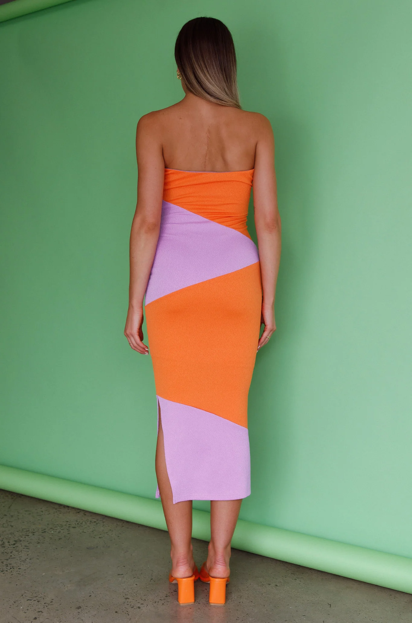 Shondra Crepe Texture Tube Dress Orange - Image 2