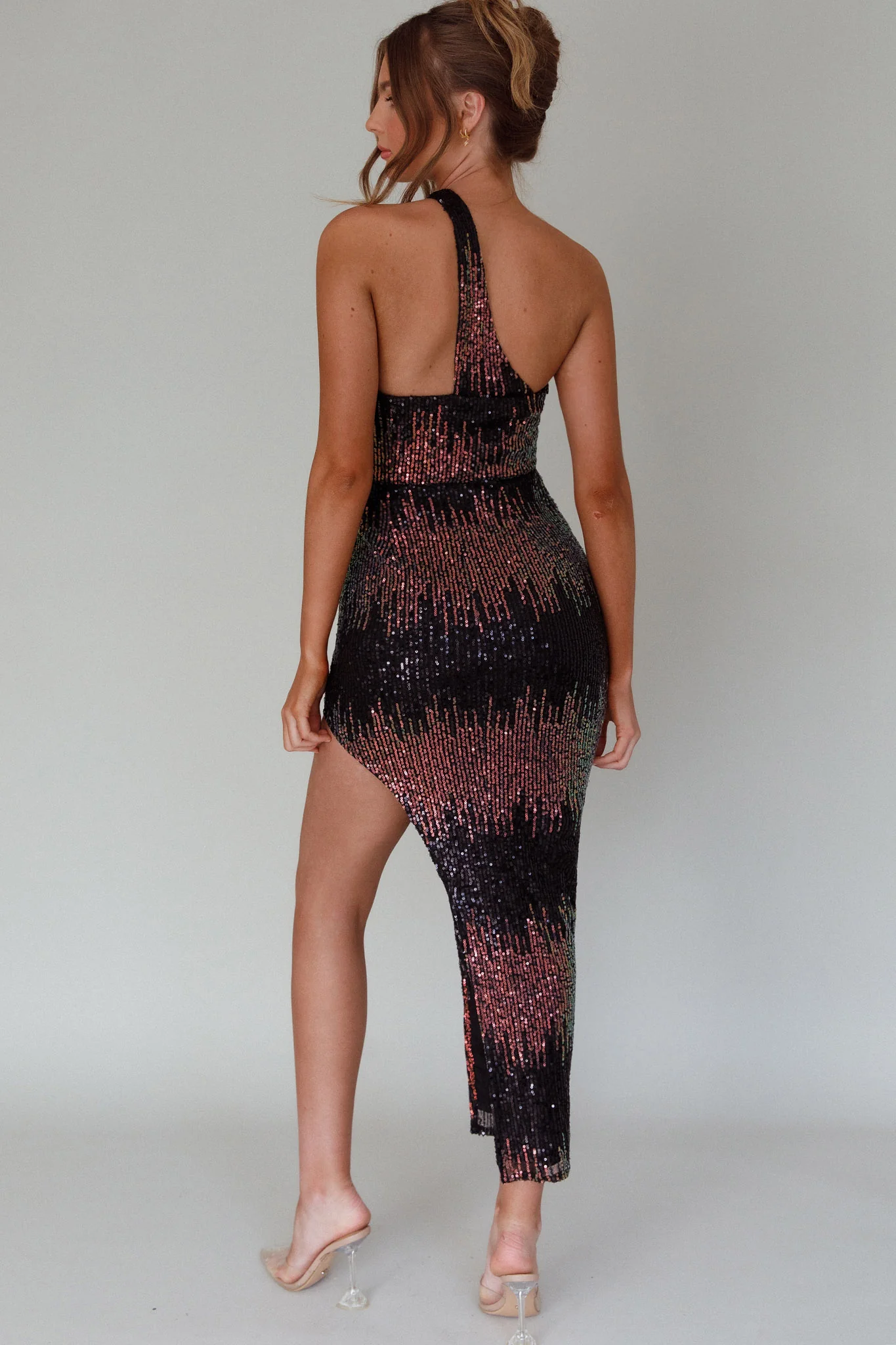 Shooting Stars One-Shoulder Sequin Dress Black - Image 2