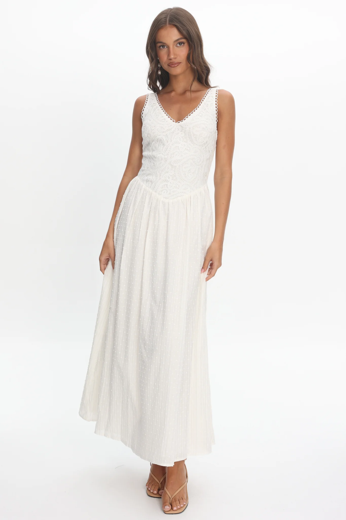 Siena Lace Bodice Maxi Dress White - Image 2