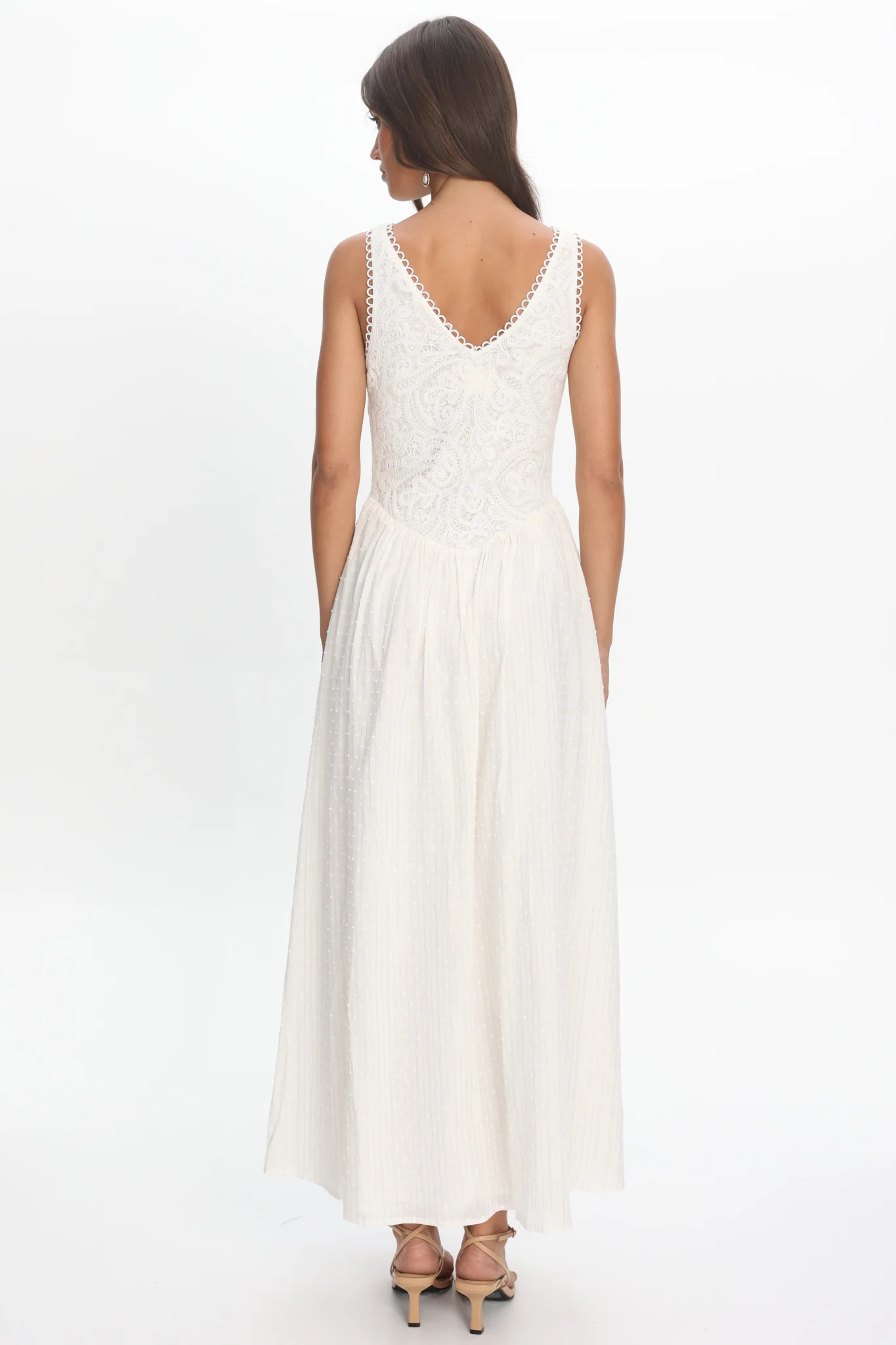 Siena Lace Bodice Maxi Dress White - Image 3