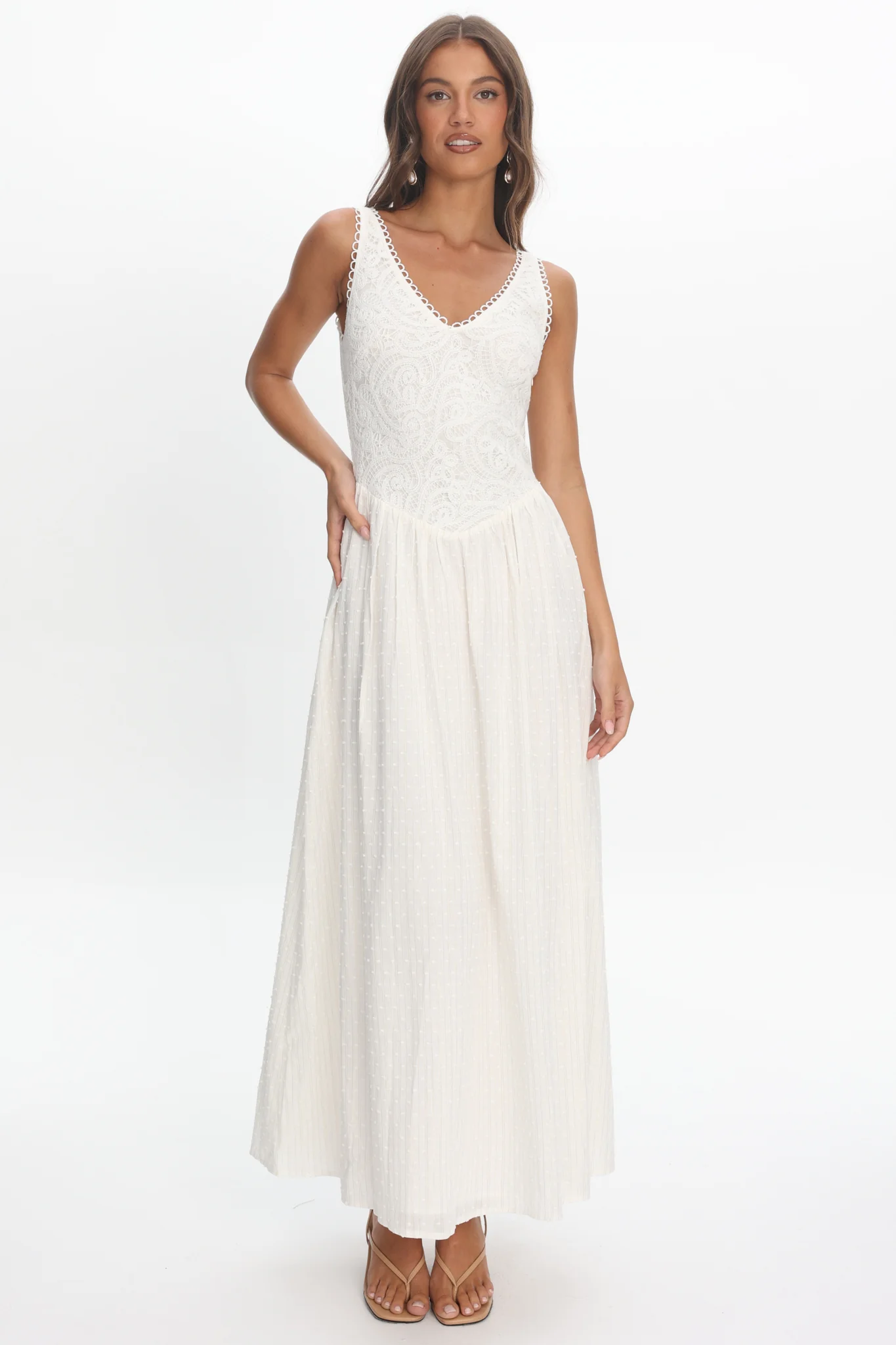 Siena Lace Bodice Maxi Dress White - Image 5